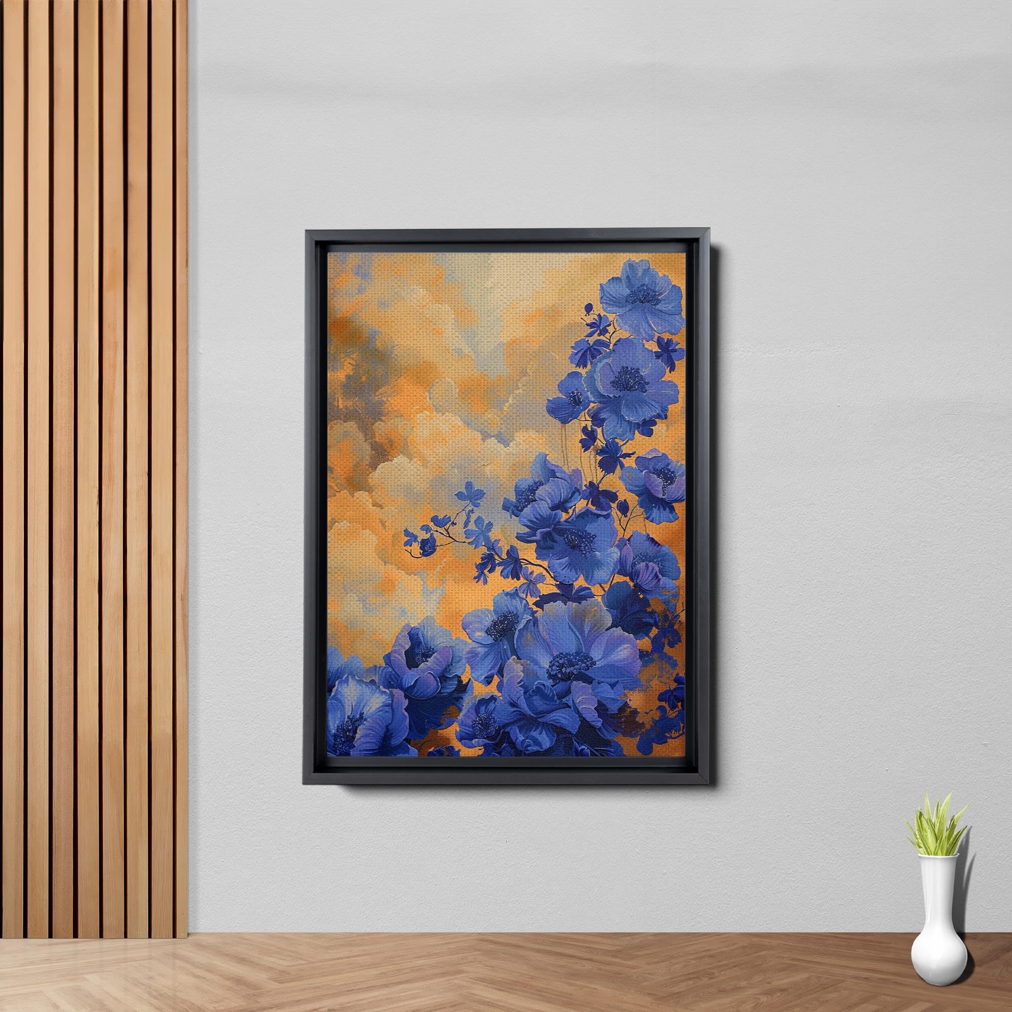 Abstract Purple Orchid Flower Canvas Art - Floral Wall Decor with Mountain Sunset Glow - Premium Canvas Prints for Living Room, Bedroom & Office Decor