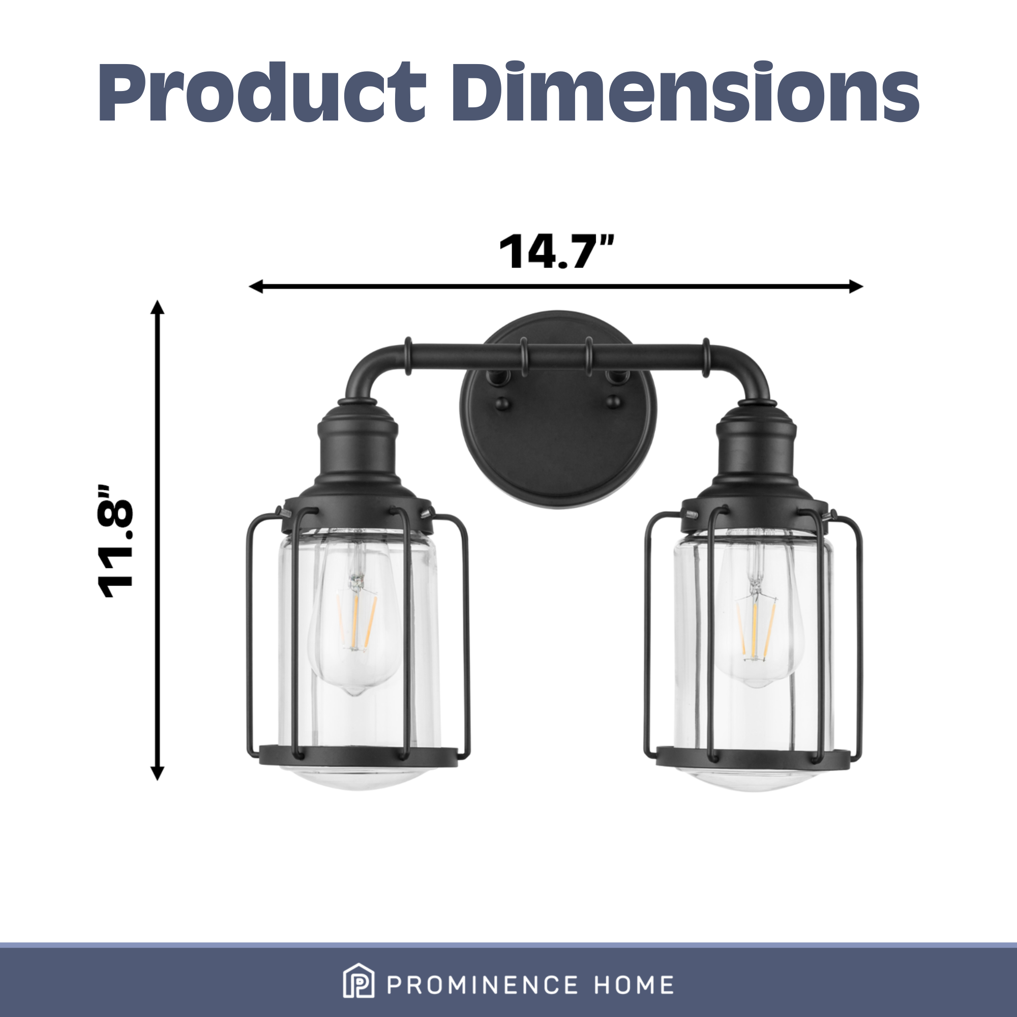 Lincoln Woods 2-Light Vanity Light Fixture in Matte Black - Perfect for Bathroom, Bedroom, and Dressing Room Lighting