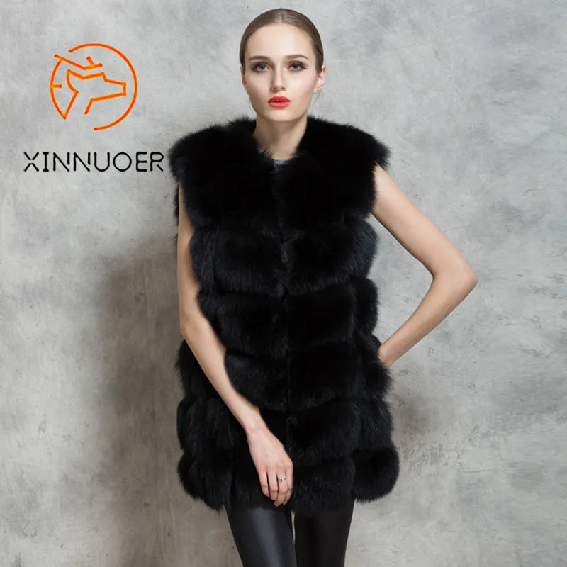 Luxury Women's Winter Fox Fur Coat - Natural Real Fox Fur, Warm Thick Winter Jacket for Cold Weather - Perfect for Outdoor Activities, Parties & Formal Events