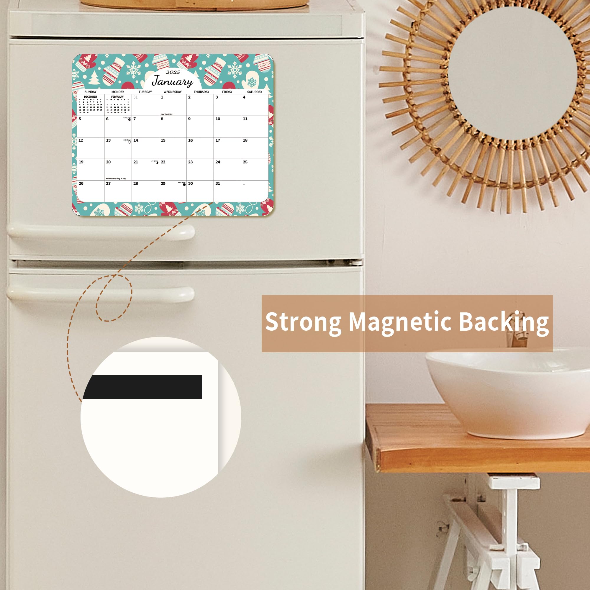 2025 Magnetic Refrigerator Calendar - 14 Month Planner (November 2024 to December 2025) | 8x10 Inch Fridge Wall Organizer with Seasonal & Holiday Designs | Perfect for Home, Office & Kitchen Organization | Great Gift Idea for Housewarming & Holidays