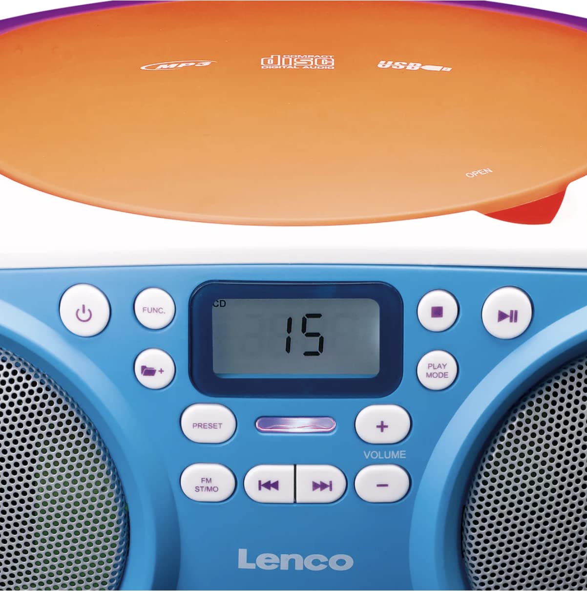Lenco SCD-41 Portable Kids CD Player with FM Radio, USB MP3 Playback, 2x1W Stereo Sound - Battery & AC Powered (Multicolor) - Perfect for Children's Bedrooms, Playrooms & Travel Entertainment