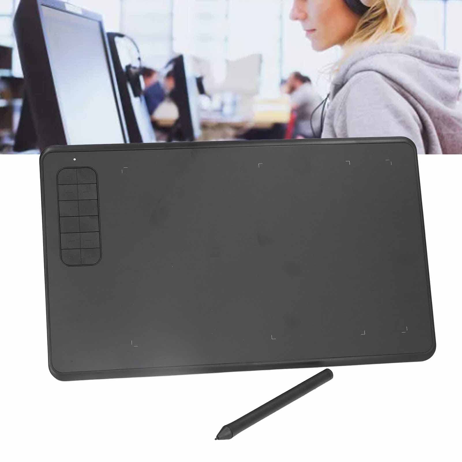 Digital Drawing Tablet with Stylus - 8192 Pressure Sensitivity, Battery-Free Pen, 12 Express Keys - Portable Graphics Tablet for PC, Mac - Perfect for Digital Art, Animation & Online Teaching