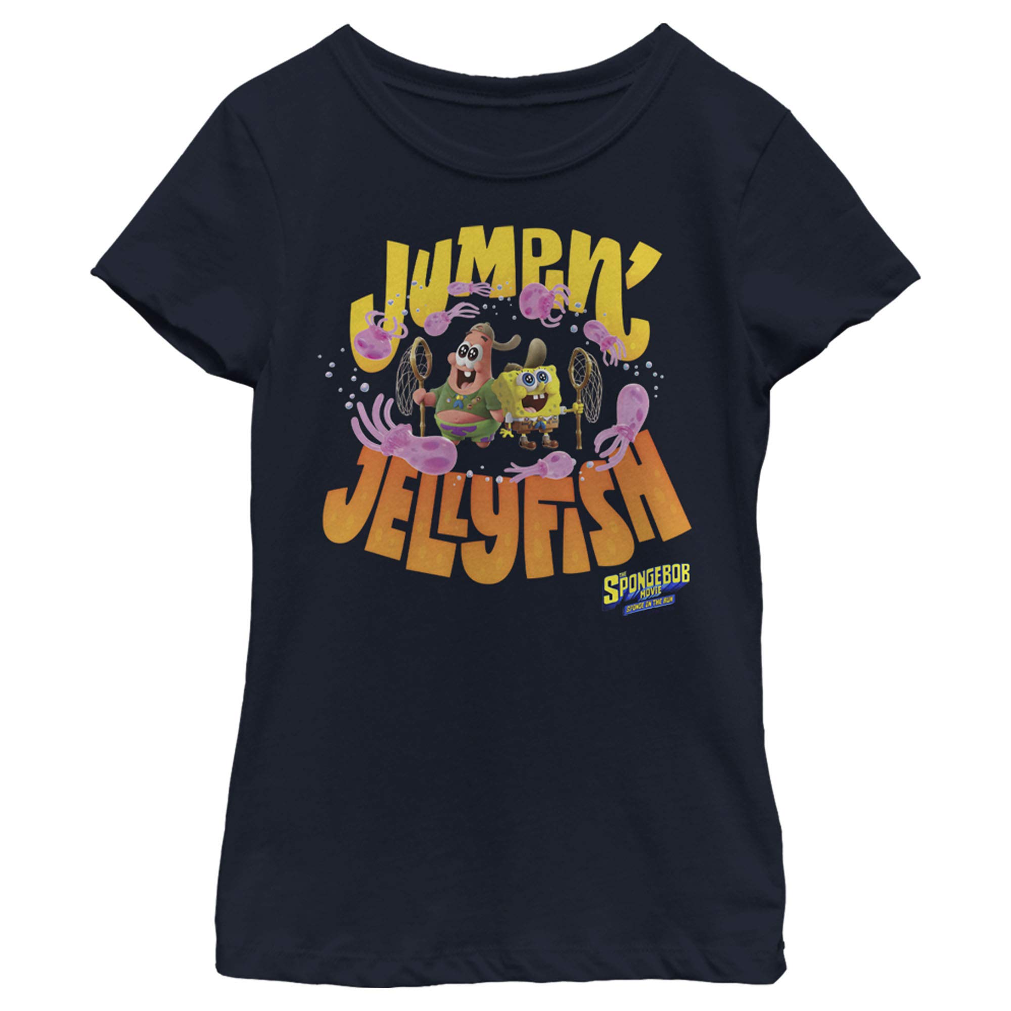 SpongeBob SquarePants Jellyfish Fields Girls Short Sleeve T-Shirt | Cute Cartoon Graphic Tee for Kids | Perfect for School, Playdates & Family Outings