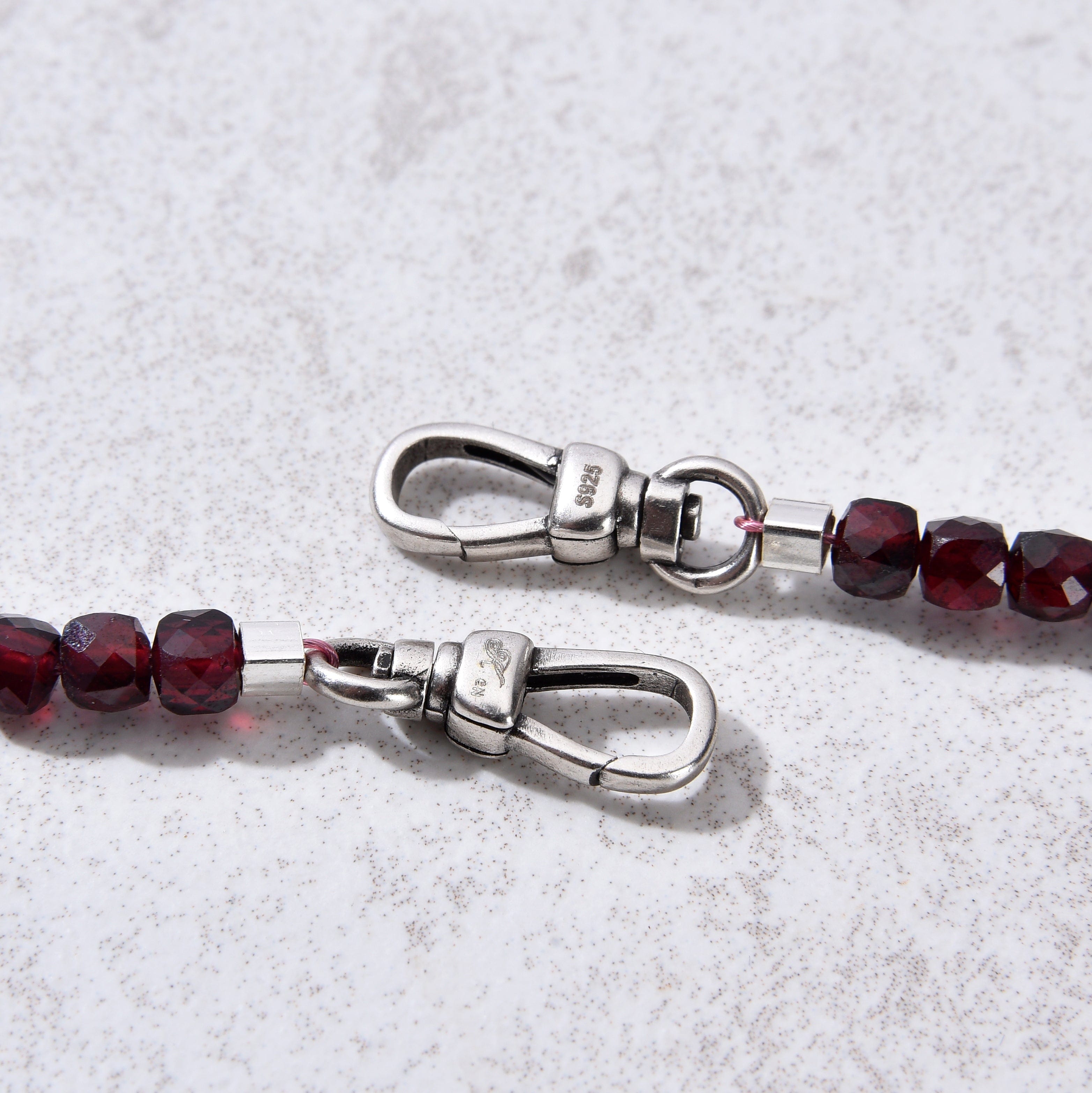 4mm Garnet Faceted Cube 21 Necklace & Multi-Wrap Bracelet Set - Elegant Jewelry for Women, Gift for Her, Perfect for Parties, Weddings and Everyday Wear