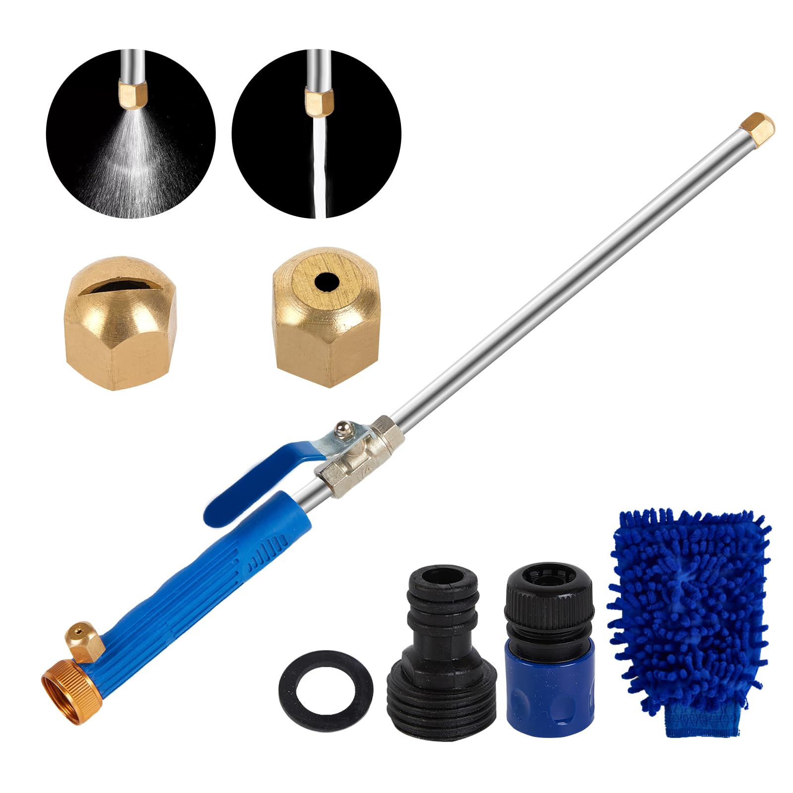 Upgraded High Pressure Power Washer Wand with 2 Nozzle Tips - Heavy Duty Garden Hose Attachment for Car Washing, Patio Cleaning & Outdoor Irrigation - Includes Bonus Cleaning Gloves (Perfect for Driveway, Deck & Vehicle Maintenance)
