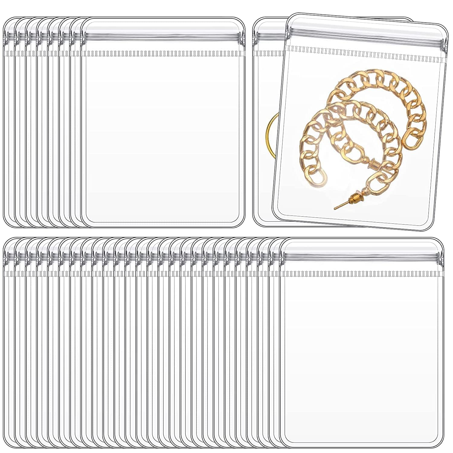 GSXRB 100-Pack Clear PVC Anti-Tarnish Jewelry Bags for Rings & Earrings - 3.14x4.72 Inch Plastic Jewelry Pouches - Perfect for Storage, Travel & Gift Packaging