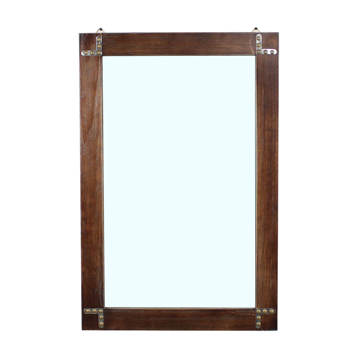 Rustic Flat Wood Frame Hanging Wall Mirror 24