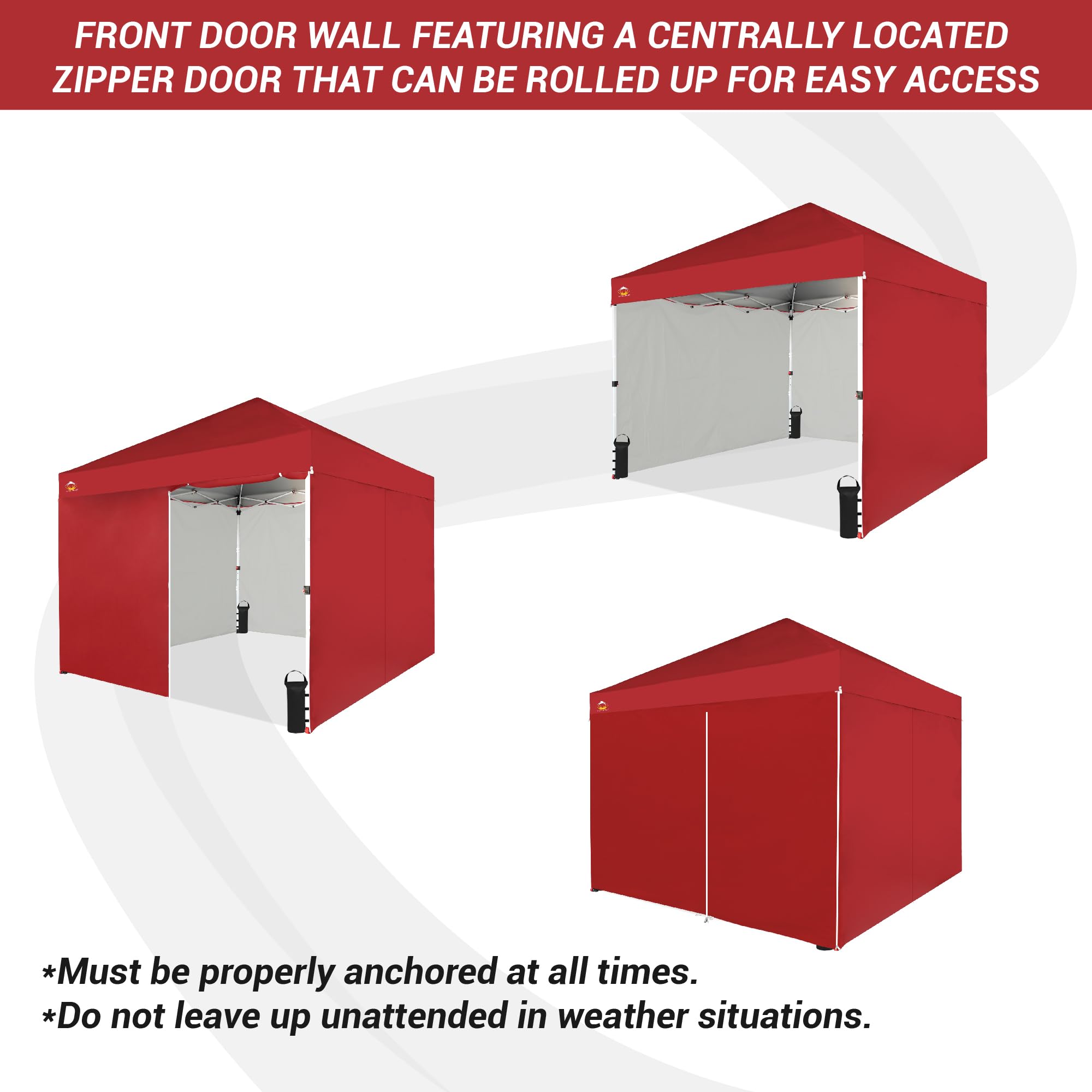 10x10 Pop Up Canopy Tent with Sidewalls - Red for Outdoor Events