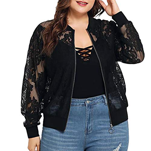 Plus Size Women's Lace Cardigan - Long Sleeve Loose Shawl Cover Up Blouse for Casual Outfits, Office Wear & Evening Dresses