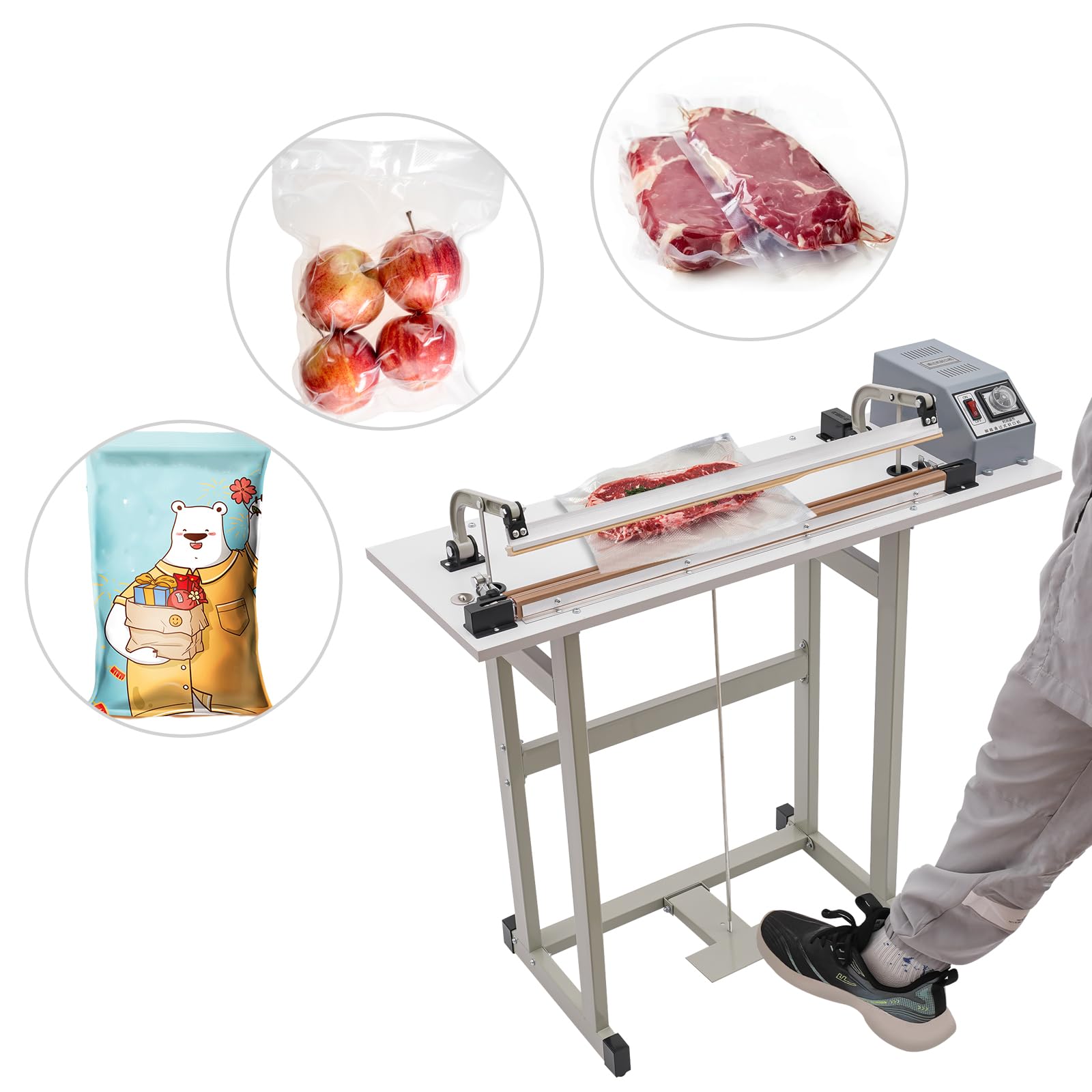 2-in-1 Foot Pedal Heat Sealing Machine with 22