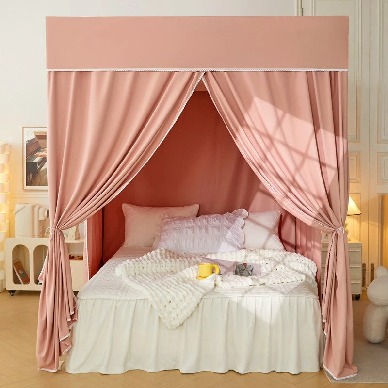 Blackout Canopy Bed Curtain with Detachable Top - Light Blocking Bedroom Decor for Better Sleep, Privacy & Room Darkening (Perfect for Nursery, Dorm, Master Bedroom)