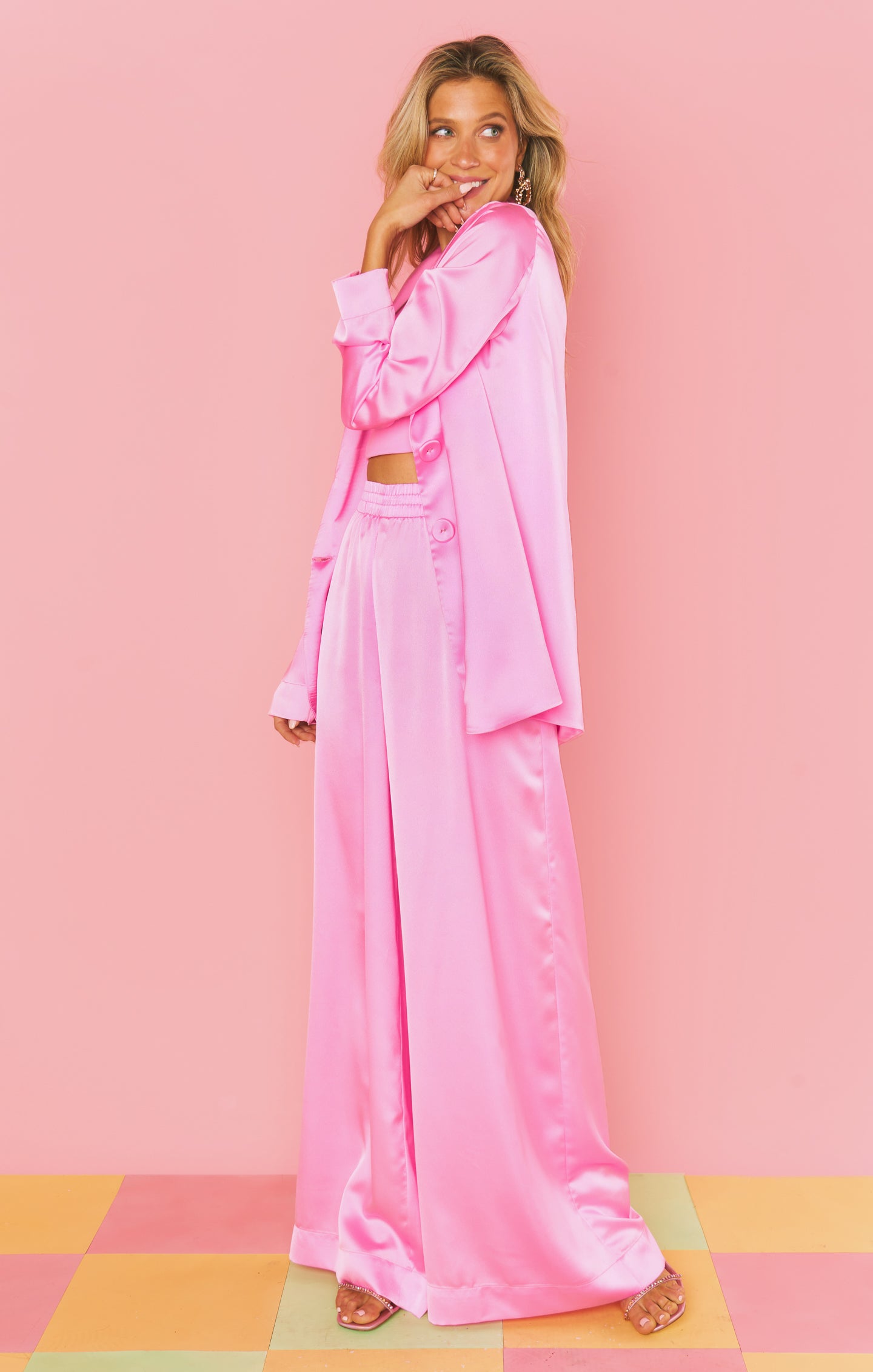 Felix Blazer - Pink Luxe Satin Blazer for Women | Elegant Formal Jacket for Office, Party & Special Occasions