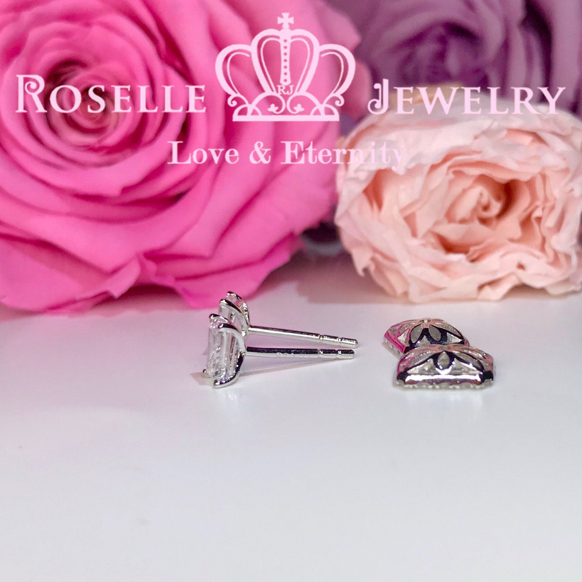 Emerald Cut Stud Earrings - Detachable 14K Gold Plated Dangle Earrings for Women | Perfect for Weddings, Parties & Everyday Elegance