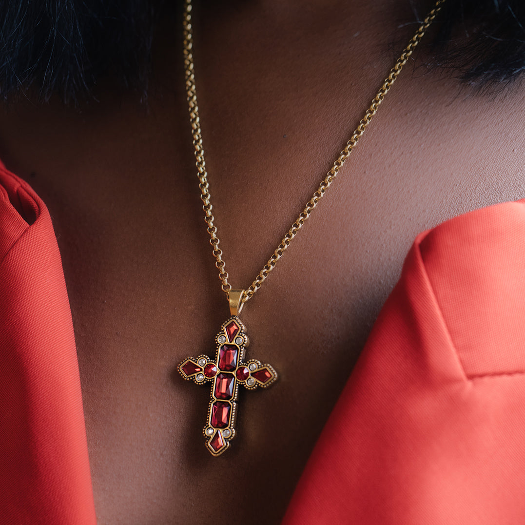 Elegant Cross Statement Necklace for Women - Religious Jewelry Gift for Christmas, Baptism & Church - Perfect for Everyday Wear & Special Occasions