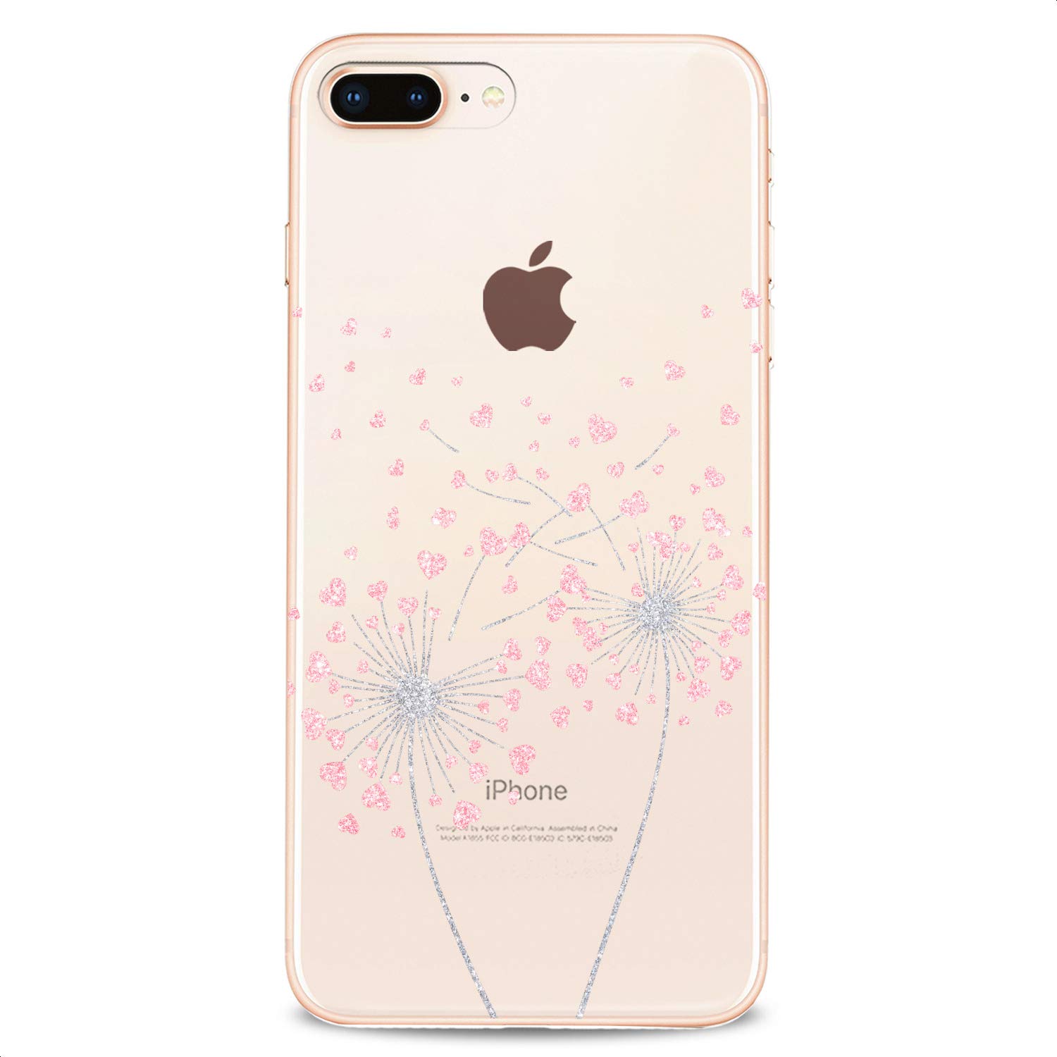 Premium TPU Phone Case for iPhone 16/15/14/13/12/11 Pro Max/Plus/Mini/XS/XR/X/8+/7/6/5/SE - Cute Floral Heart Clear Slim Protective Cover - Trendy Pink Design for Women & Teens - Perfect for Everyday Use, School & Gift Giving