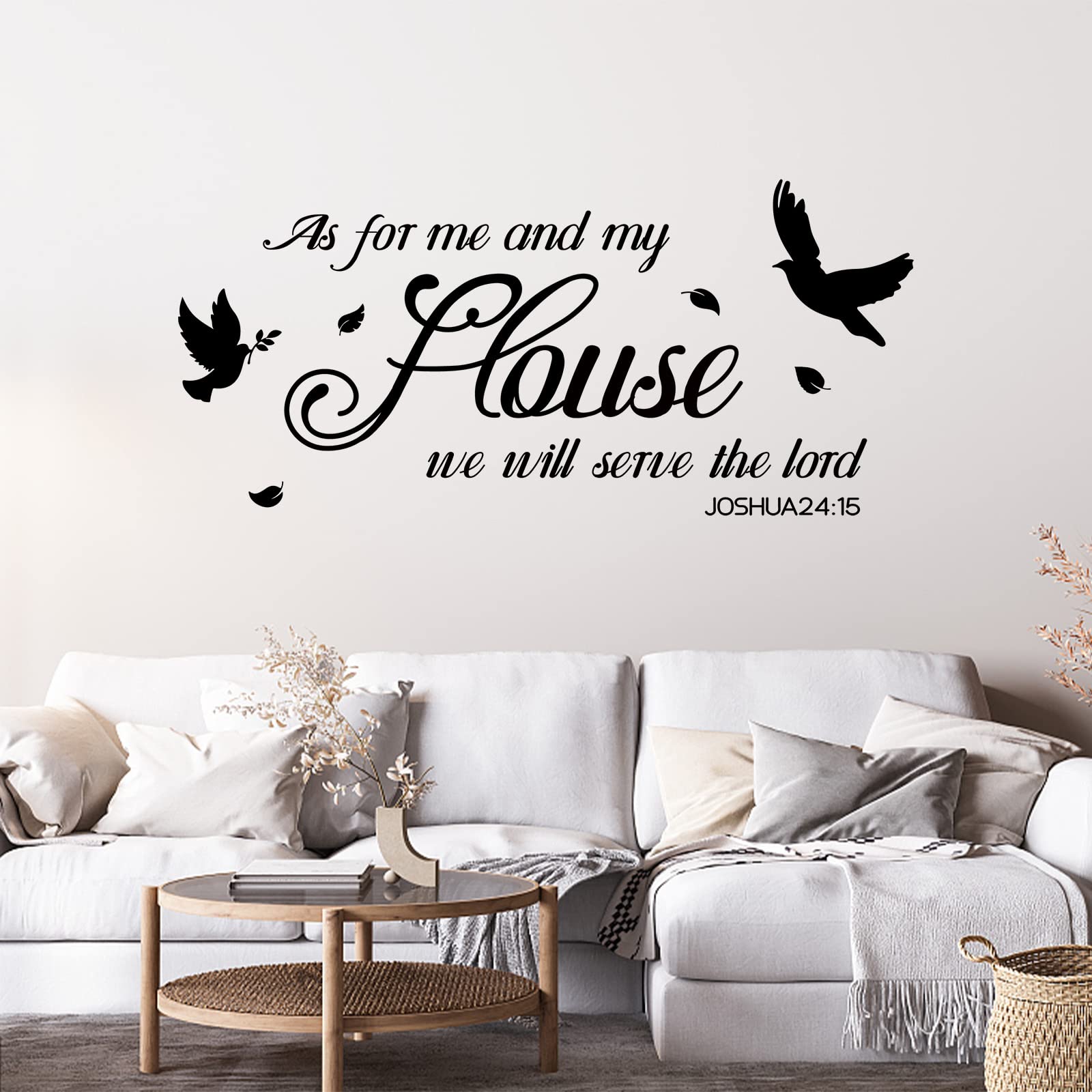 SUPERDANT Bible Verse Wall Decals - 'As For Me and My House We Will Serve The Lord' Vinyl Lettering Stickers - Religious Home Decor for Nursery, Living Room, Bedroom - Easy Peel & Stick Wall Art for Christian Families