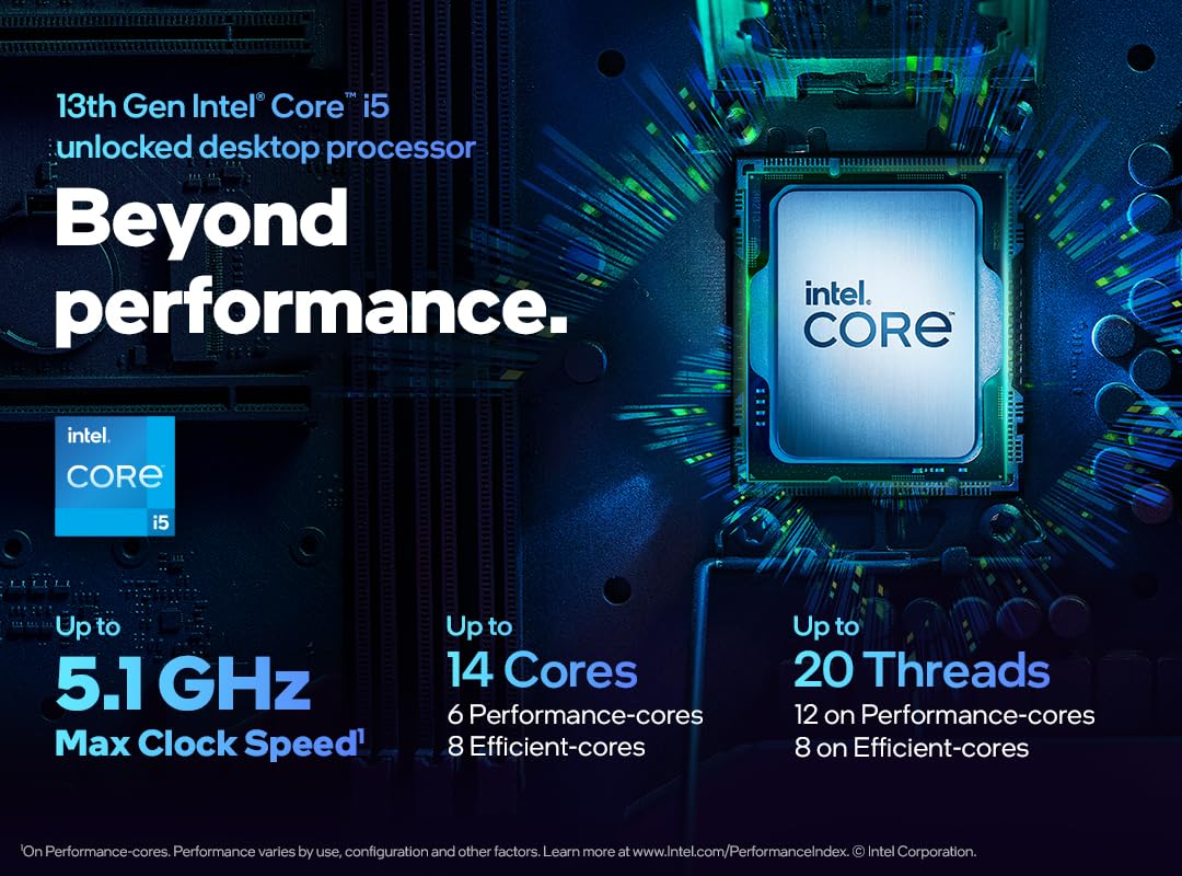Intel Core i5-13600K Desktop Processor - 14 Cores (6 Performance + 8 Efficiency) with UHD Graphics 770 - Unlocked for Overclocking - Perfect for Gaming, Streaming & Content Creation