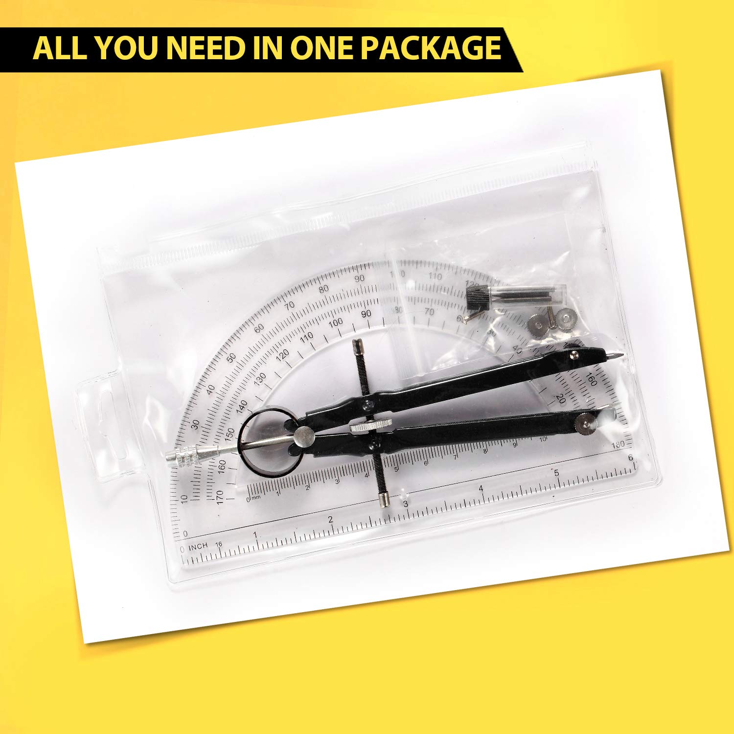 Precision Metal Compass Set for Geometry, Drafting & Drawing - School & Office Use