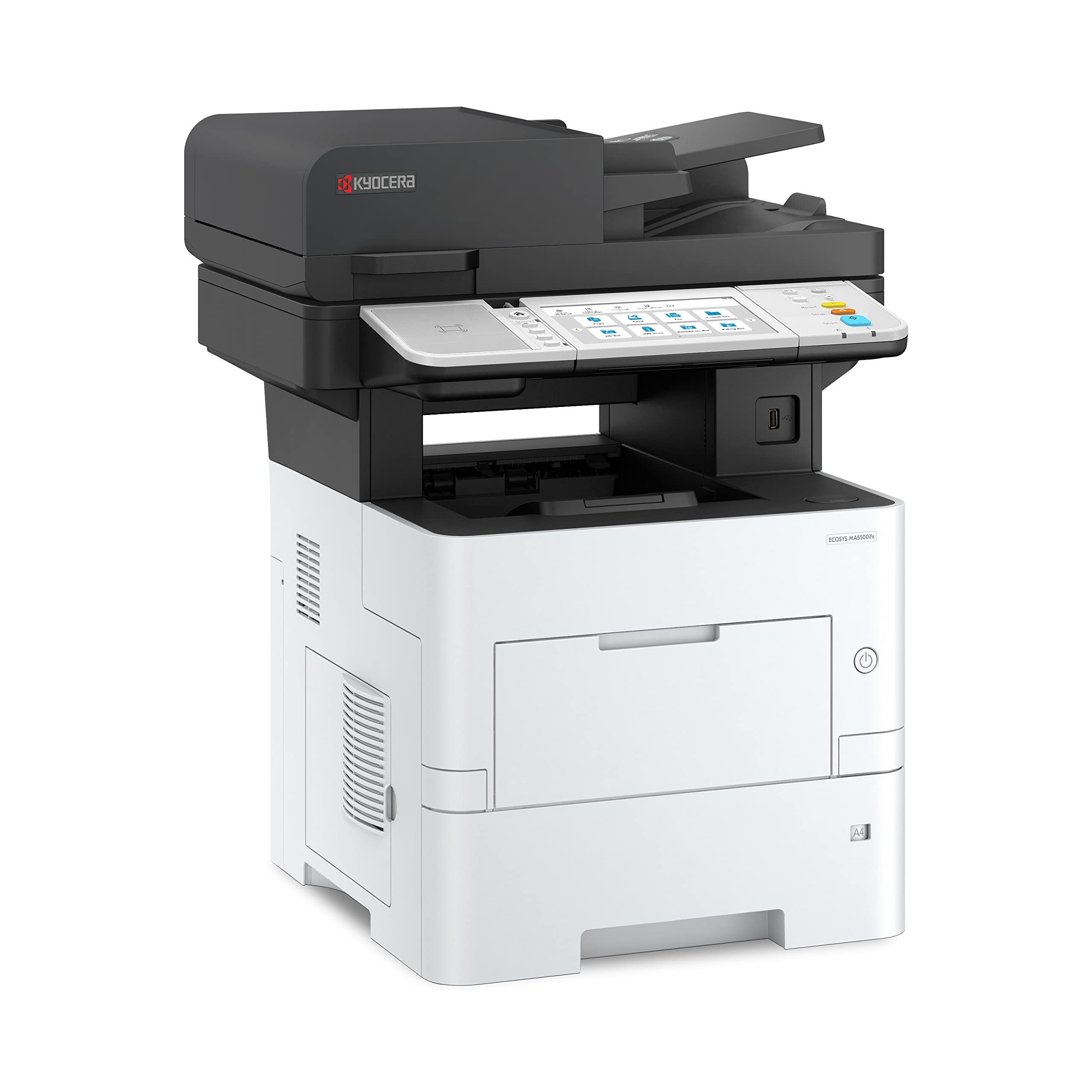 KYOCERA ECOSYS MA5500ifx All-in-One Monochrome Laser Printer - Print, Copy, Scan, Fax - 57 ppm High Speed, 1200 dpi Fine Resolution, Gigabit Ethernet, HyPAS Capable, 7-inch Touchscreen, 512 MB Memory - Perfect for Office & Small Business Document Management