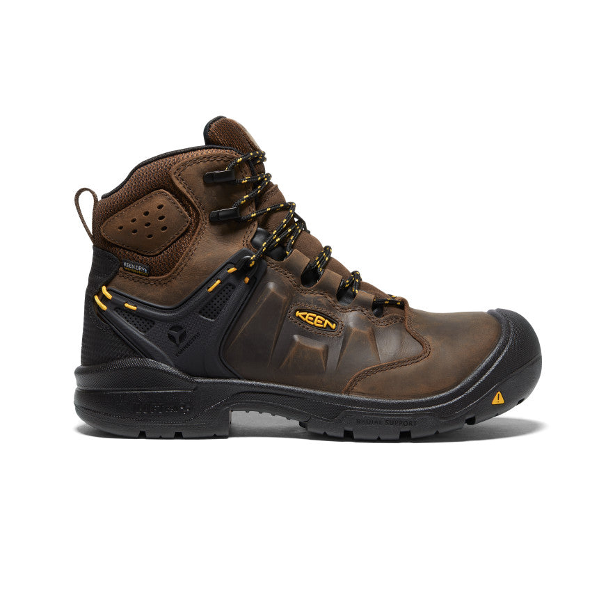 Men's Dover 6 Waterproof Work Boots with Carbon Toe - Dark Earth/Black | Slip Resistant Safety Shoes for Construction, Hiking & Outdoor Work