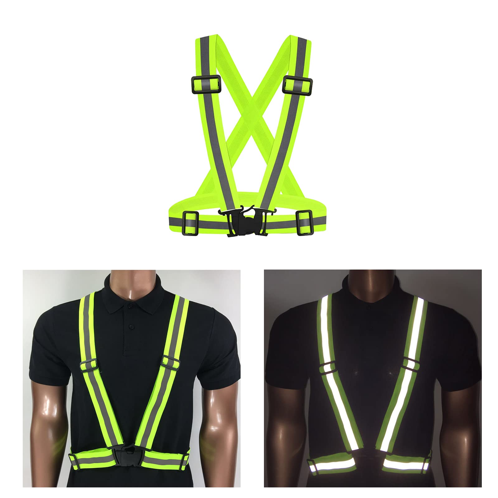 3 Pack High Visibility Safety Reflective Vest - Adjustable Lightweight Running Gear for Outdoor Walking, Jogging, Cycling & Night Activities - 360° Reflective Protection for Runners, Construction Workers & Road Safety