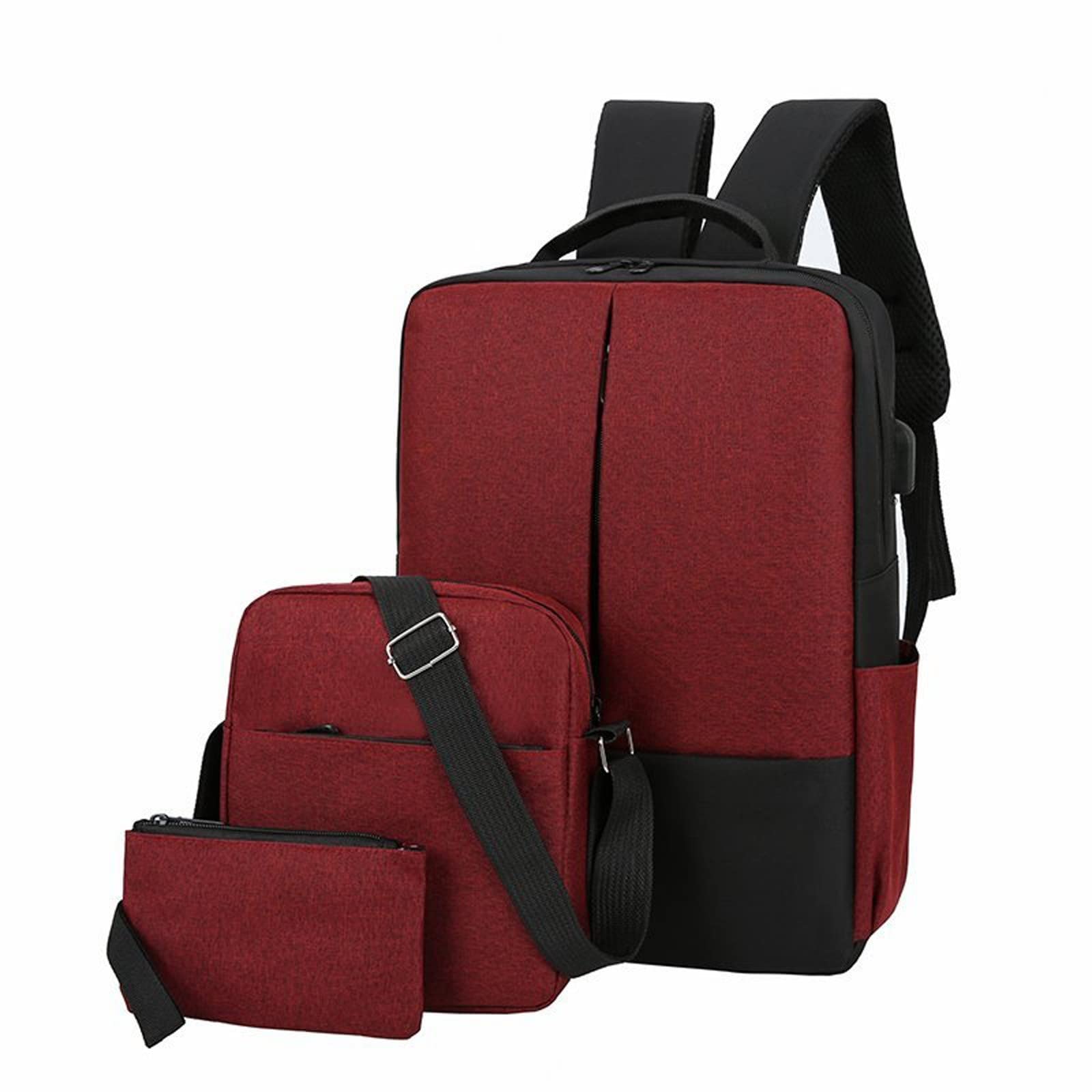 3-Piece Colorful Men's Casual Business Backpack Set - Waterproof Laptop Shoulder Bag for Work, Travel & Gym | Perfect for Office, Commuting & Outdoor Activities