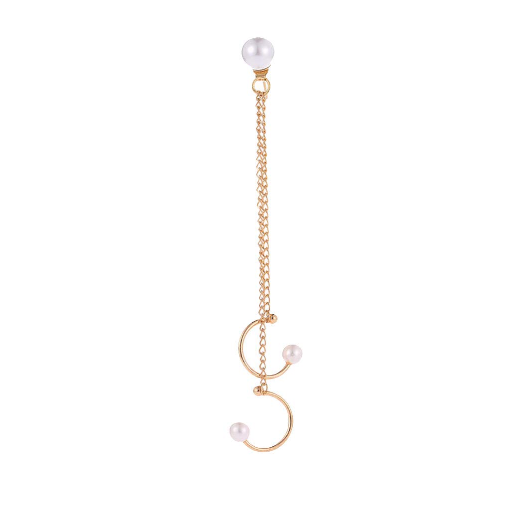 Chain Wrap Imitation Tassel Punk Pearls Dangle Earrings for Women - 1PC Rock Style Statement Jewelry for Party, Concert & Night Out
