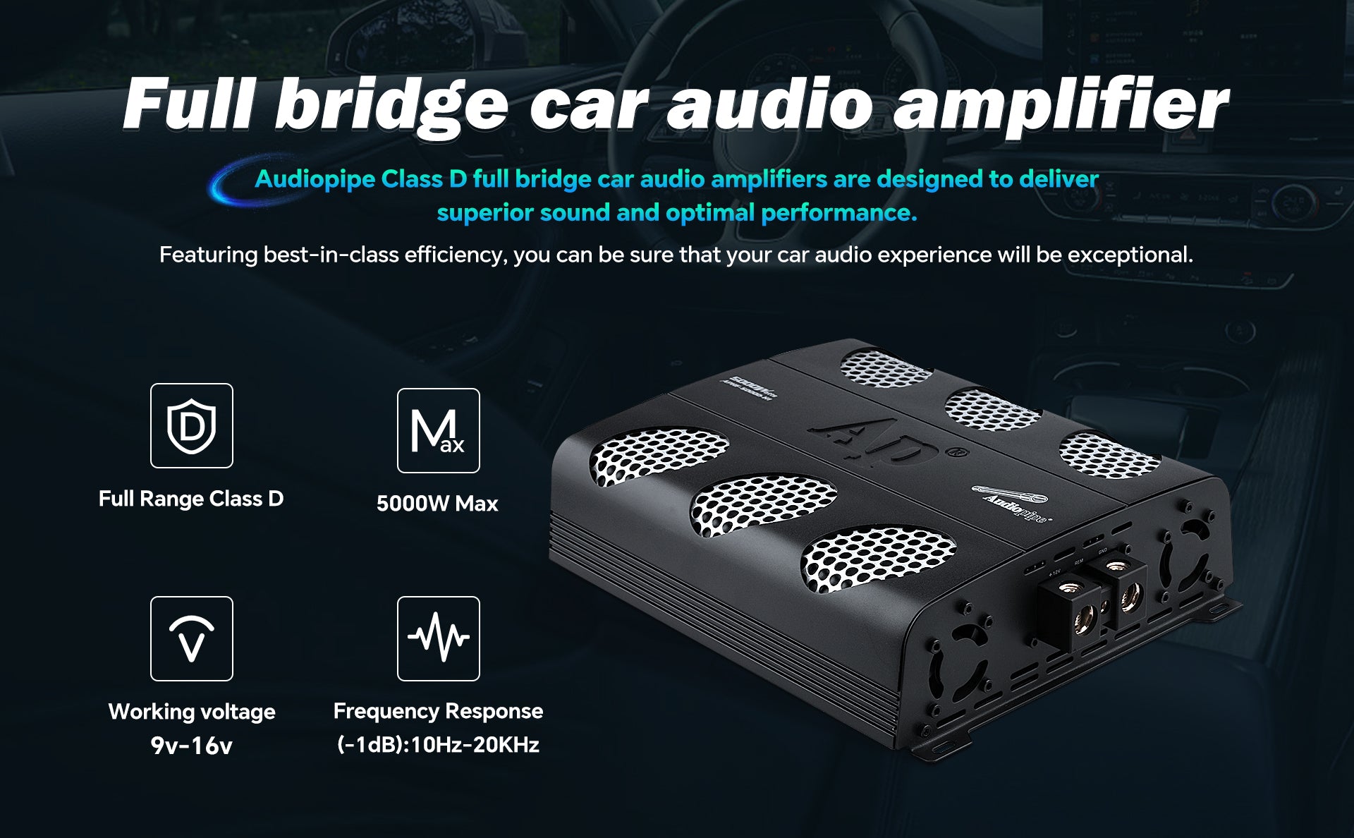 5000W Full Range Class D Mosfet Amplifier (APHF 5000D H2) - High Power Car Audio Amp for Subwoofers & Speakers | Perfect for Car Stereo Systems & Home Theater Setups