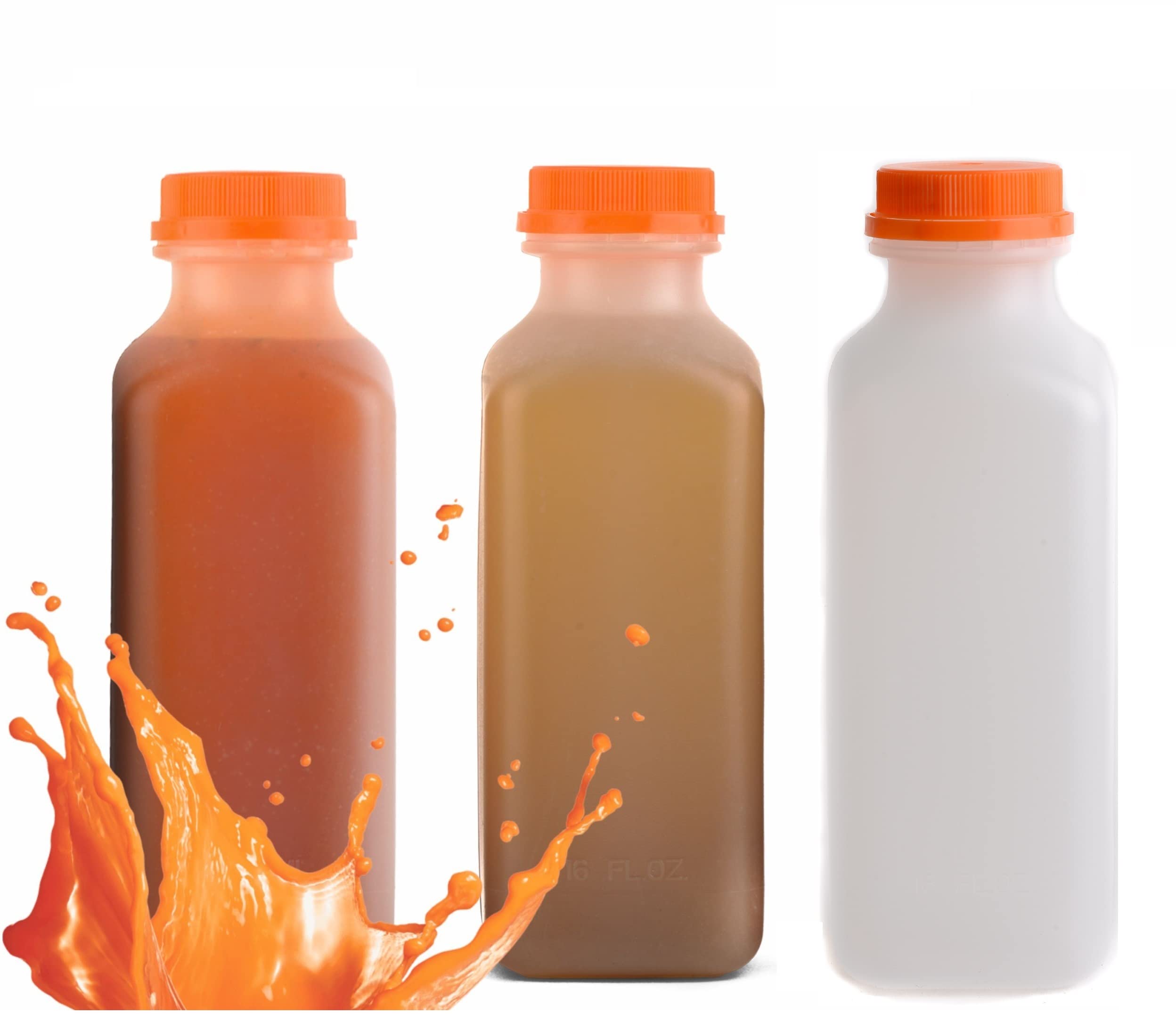 EcoQuality [250 Pack] 16oz Empty Plastic Juice Bottles with Tamper Evident Caps - BPA Free Smoothie & Drink Containers for Juices, Milk, Meal Prep, Picnics, Parties & Home Brewing - Reusable Leakproof Bottles for Commercial & DIY Use