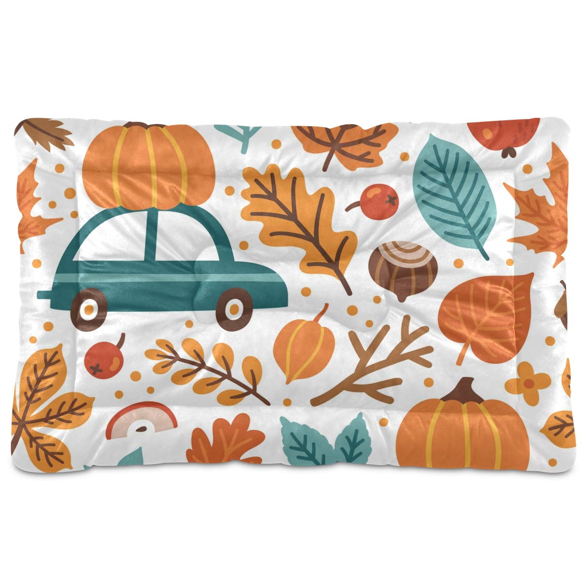CHIFIGNO Ultra Soft Autumn Pumpkin Pet Bed for Dogs & Cats - Machine Washable Pet Mat 24x18 Inches - Cozy Fall-Themed Bedding for Home, Crate & Travel