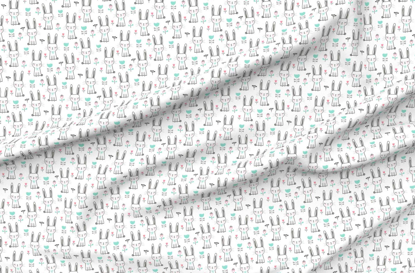 Dreamy Bunny Rabbit Printed Velvet Fabric by The Yard - Easter Spring Woodland Animal Upholstery Material for Home Decor, Apparel & DIY Crafts | Perfect for Easter Decorations, Throw Pillows & Baby Clothing