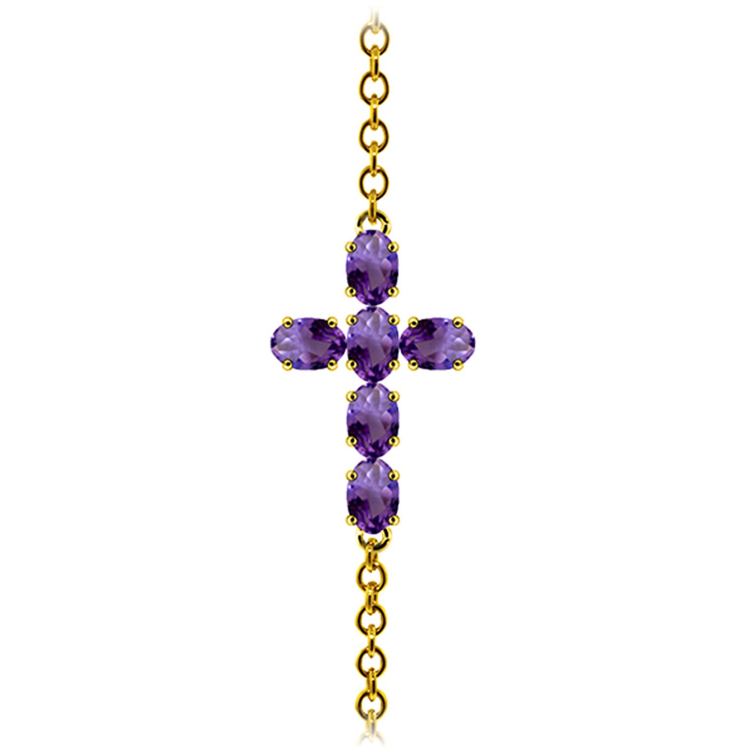 1.7 Carat 14K Solid Gold Cross Bracelet with Natural Amethyst - GG Galaxy Gold Jewelry for Women - Perfect for Gifts, Weddings & Everyday Wear