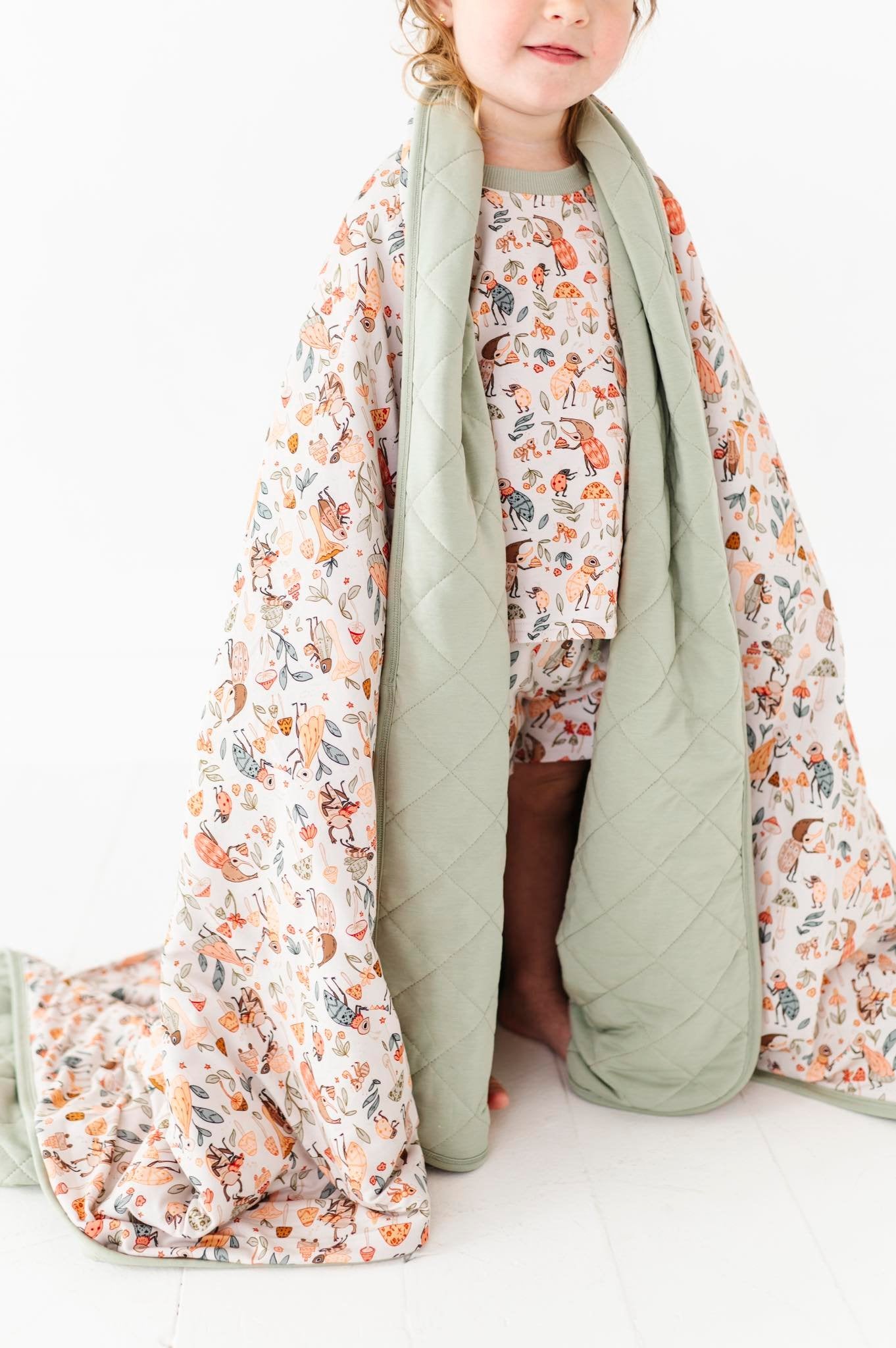 Bug Bash Quilted Oversized Blanket - Ultra Soft Large Throw Blanket for Couch, Bed & Outdoor Use - Cozy Home Decor Gift