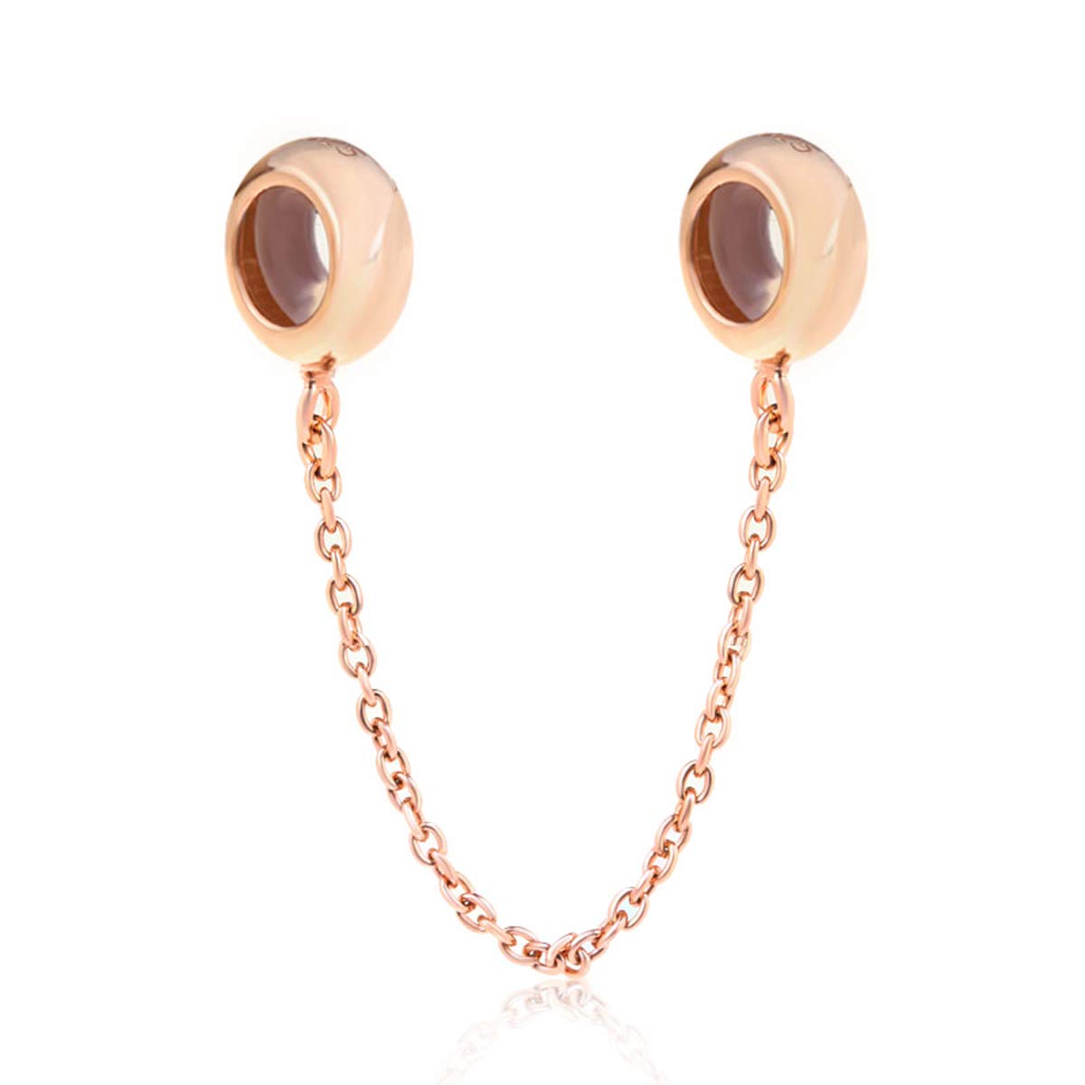 925 Sterling Silver Heart Clasp Safety Chain Charm with Rose Gold Finish - Secure Clip Lock Stopper Bead for Bracelets & Jewelry Making - Perfect for DIY Charm Bracelets, Anklets, and Necklaces