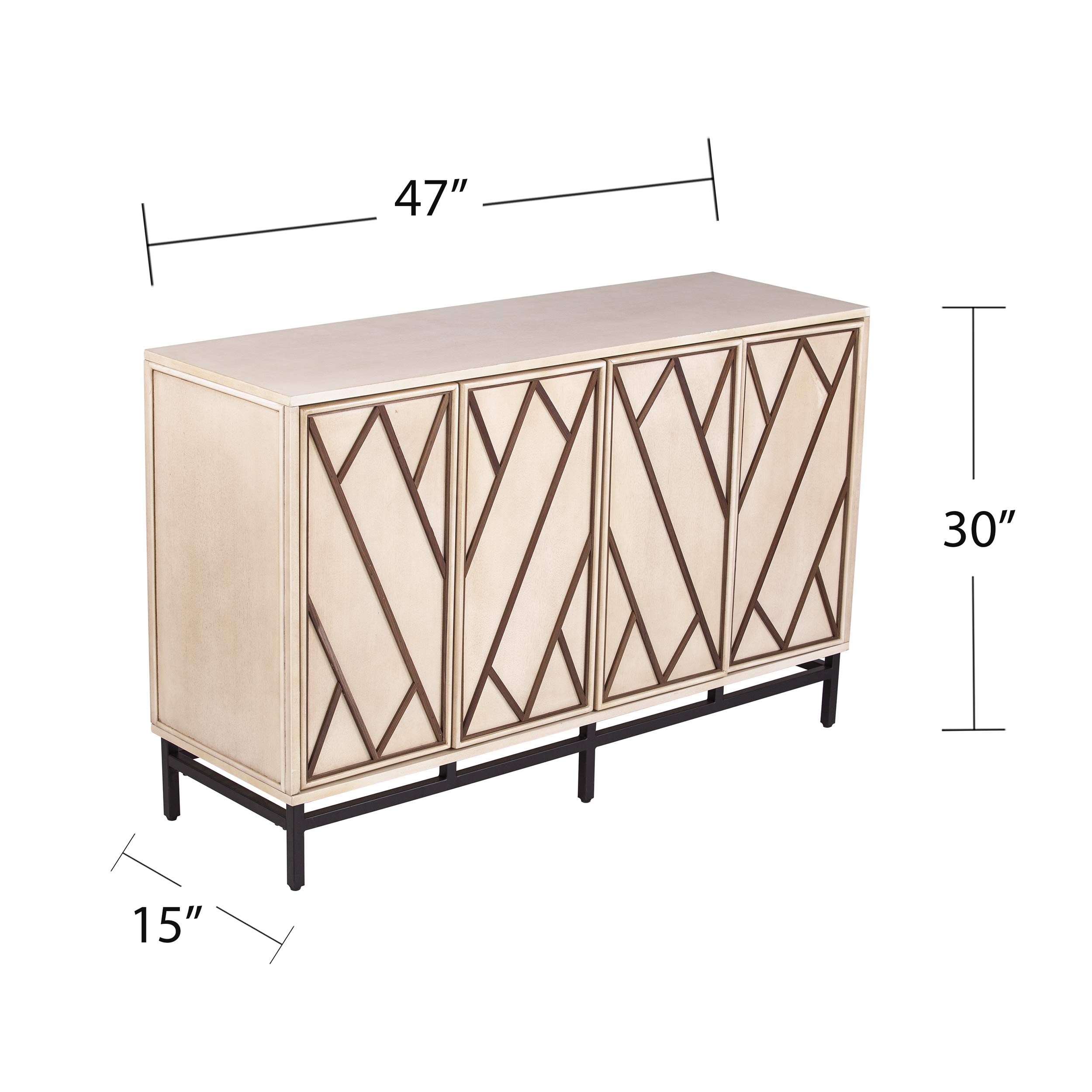 SEI Furniture Bremling Buffet Sideboard - Antique Cream & Black Finish - Elegant Dining Room Storage Cabinet for China, Linens & Entertaining Essentials