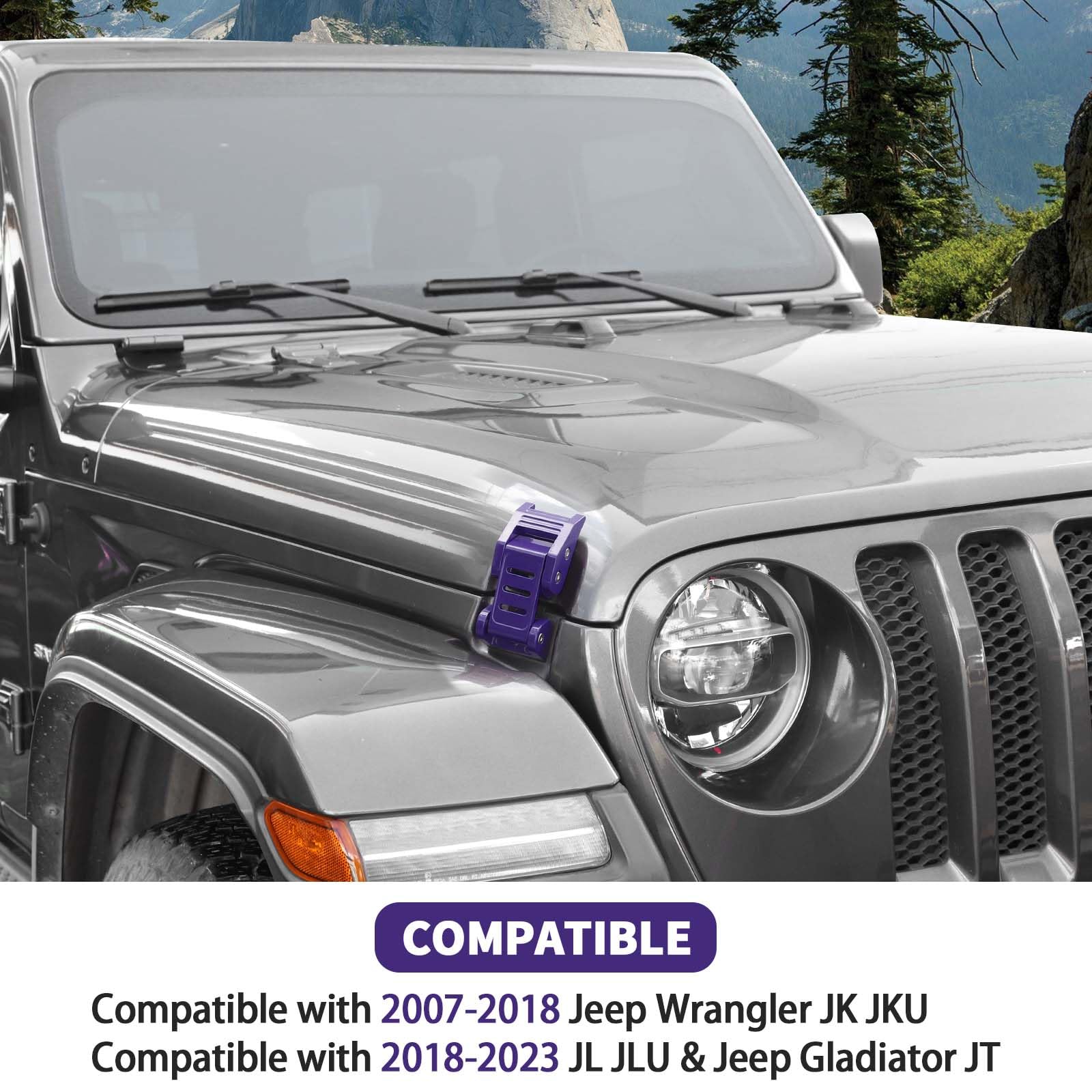 Stainless Steel Hood Latch Kit for 2007-2018 Jeep Wrangler JK/JKU & 2018-2025 JL/JLU/Gladiator JT - Purple Exterior Accessories for Off-Road Protection & Style Upgrade