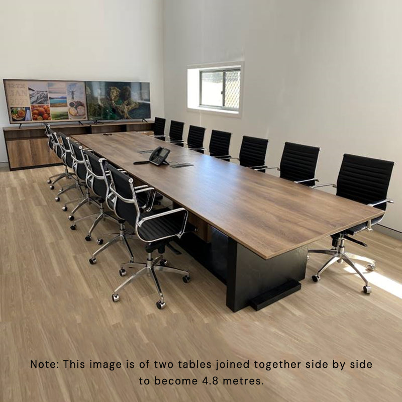 Premium ZEA Boardroom Conference Table 2.4M (8ft) - Warm Oak & Black Finish - Ideal for Office Meetings, Corporate Presentations & Executive Workspaces