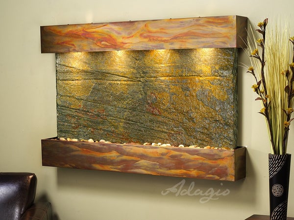 Adagio Sunrise Springs Square Rustic Copper Green Natural Slate Coasters - Set of 4, SSS1002 | Perfect for Coffee Tables, Dining Tables, and Home Decor