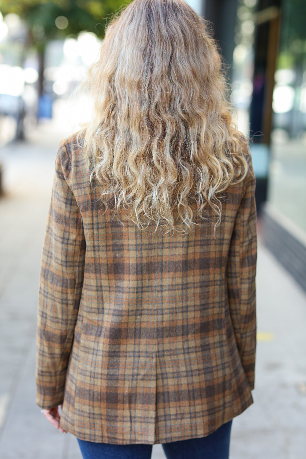 Make It Happen Spice Plaid Tailored Collar Lapel Blazer for Women - Stylish Office Wear & Business Casual Outfits