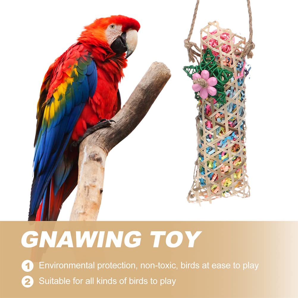2pcs Natural Rattan Bird Chew Toys - Parrot Shredder & Hammock Plaything for Biting, Hanging & Foraging - Perfect for Christmas Gifts & Birdcage Enrichment | Ideal for Parrots, Cockatiels & Small Birds to Relieve Stress & Exercise Beaks