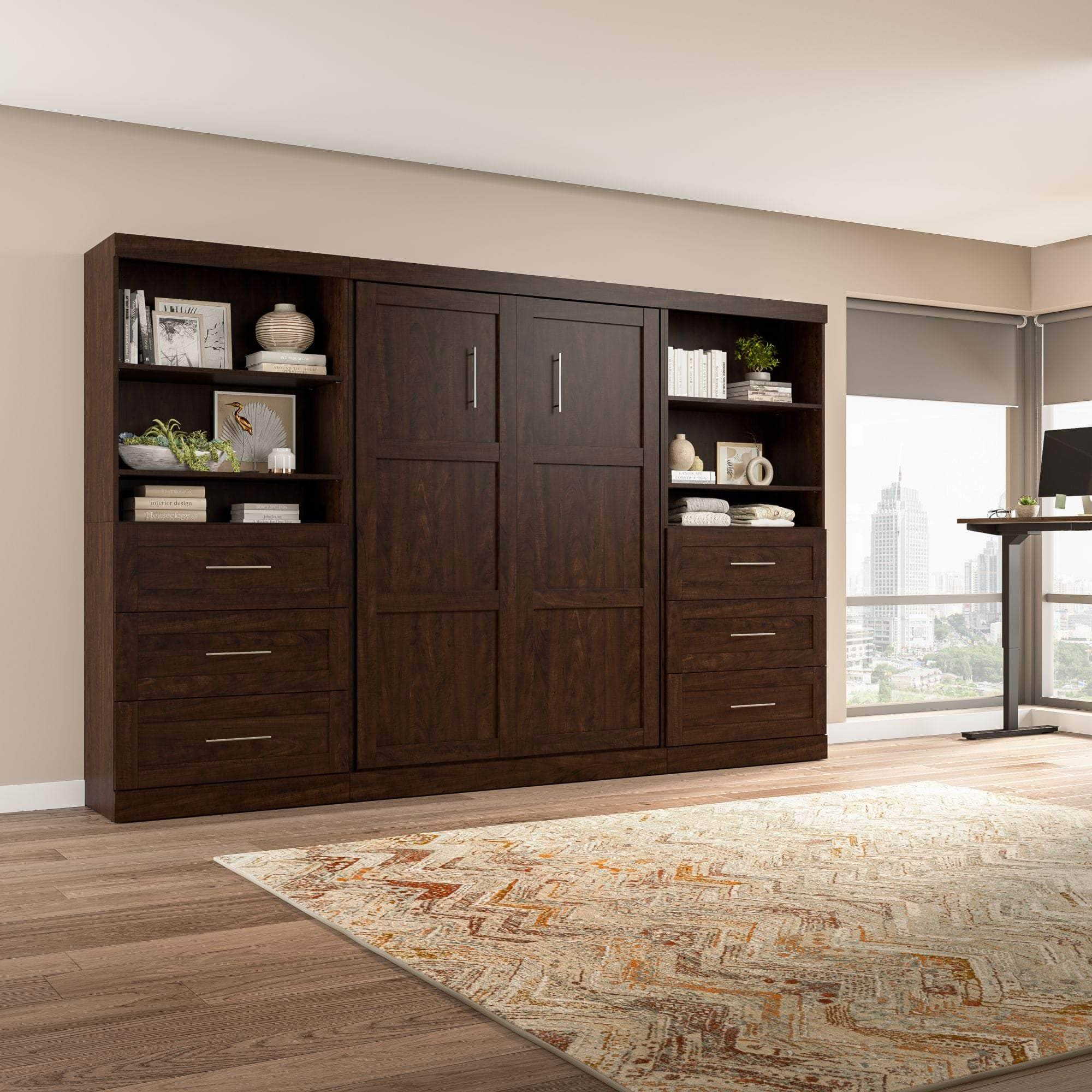 Pur Full Murphy Wall Bed with 2 Storage Units & Drawers (131