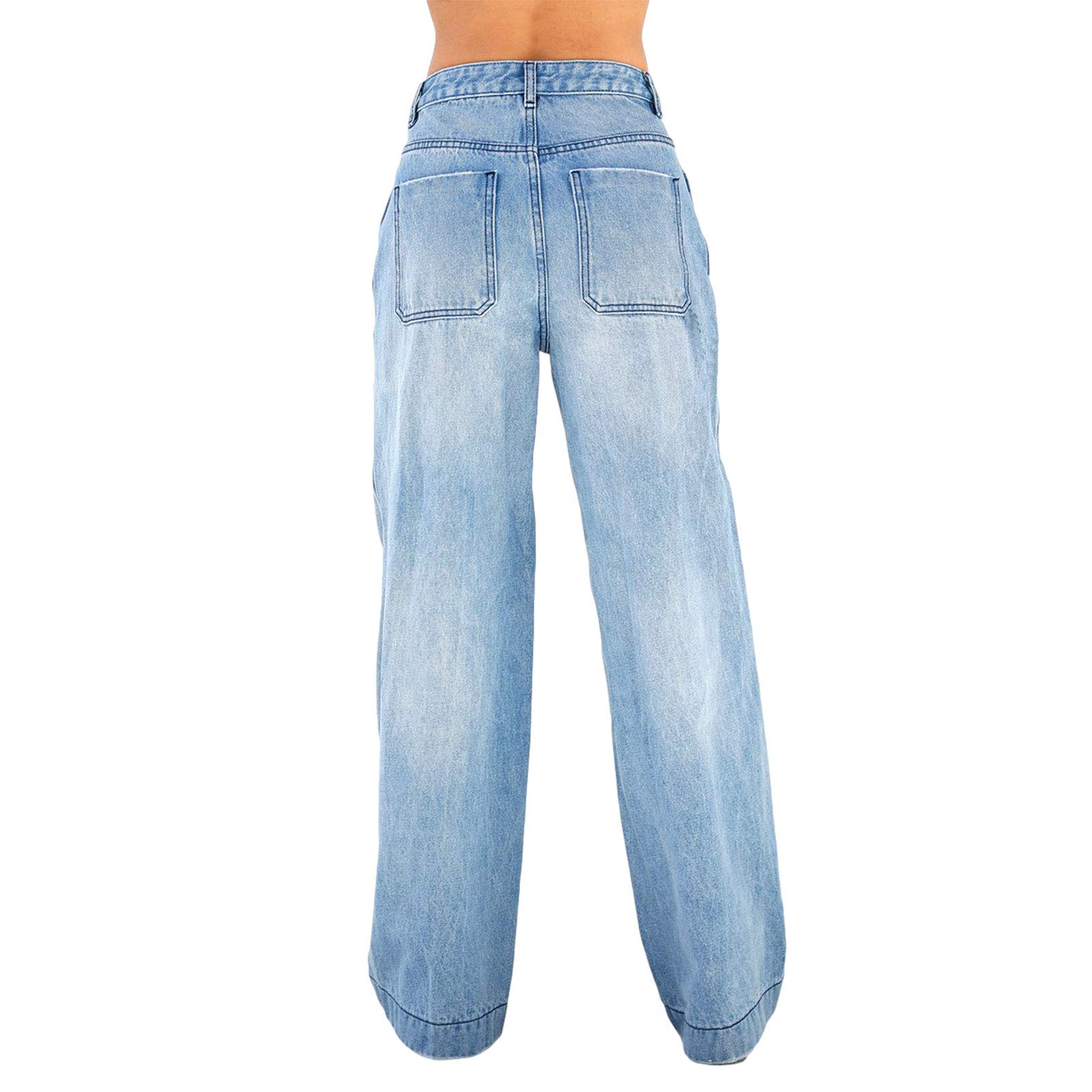 Women's Wide Leg Boyfriend Jeans - Straight Leg Denim Pants - Low Rise Baggy Casual Loose Fit Jeans for Everyday Wear & Street Style Outfits