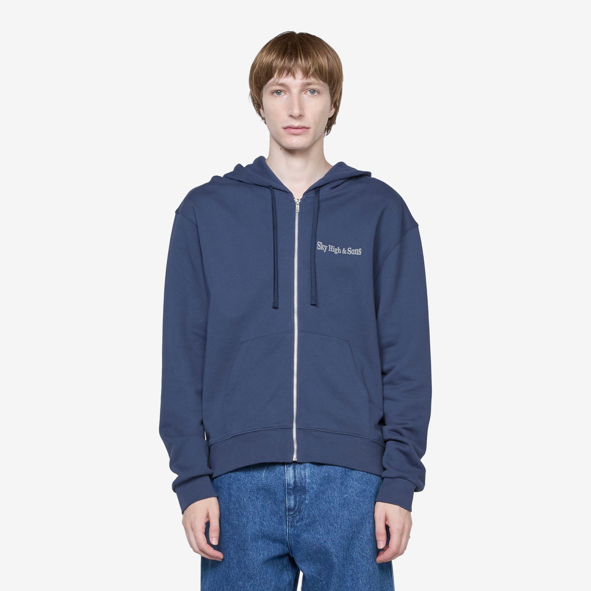Unisex Sky High & Sons Zip Up Hoodie Navy - Cozy Fleece Pullover for Men & Women | Perfect for Casual Wear, Gym, and Outdoor Activities