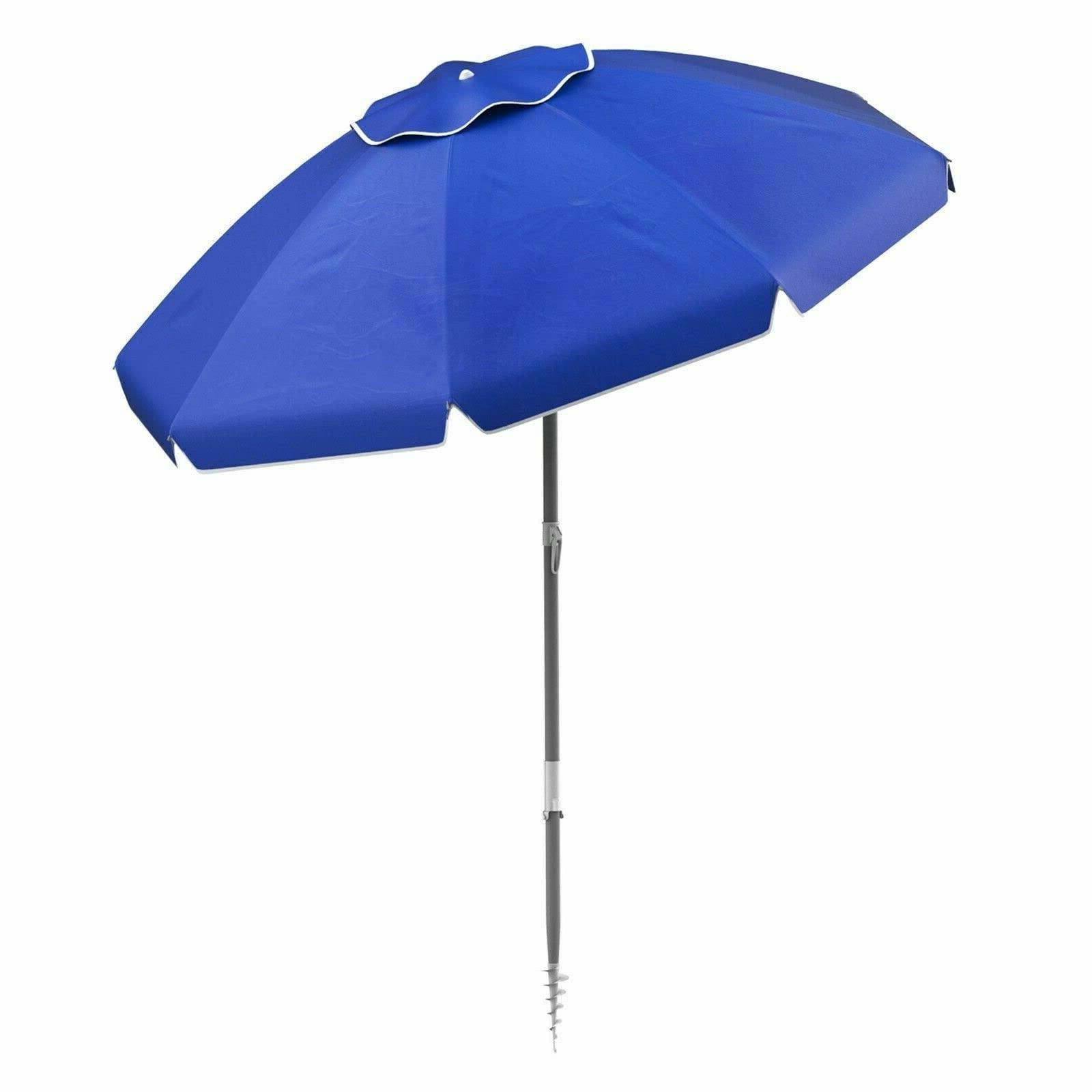 **GXK 7 Ft Blue Tilt Beach Umbrella with Carry Case & Sand Anchor - Portable Sun Shade Canopy for Beach, Pool, Patio, and Outdoor Relaxation**