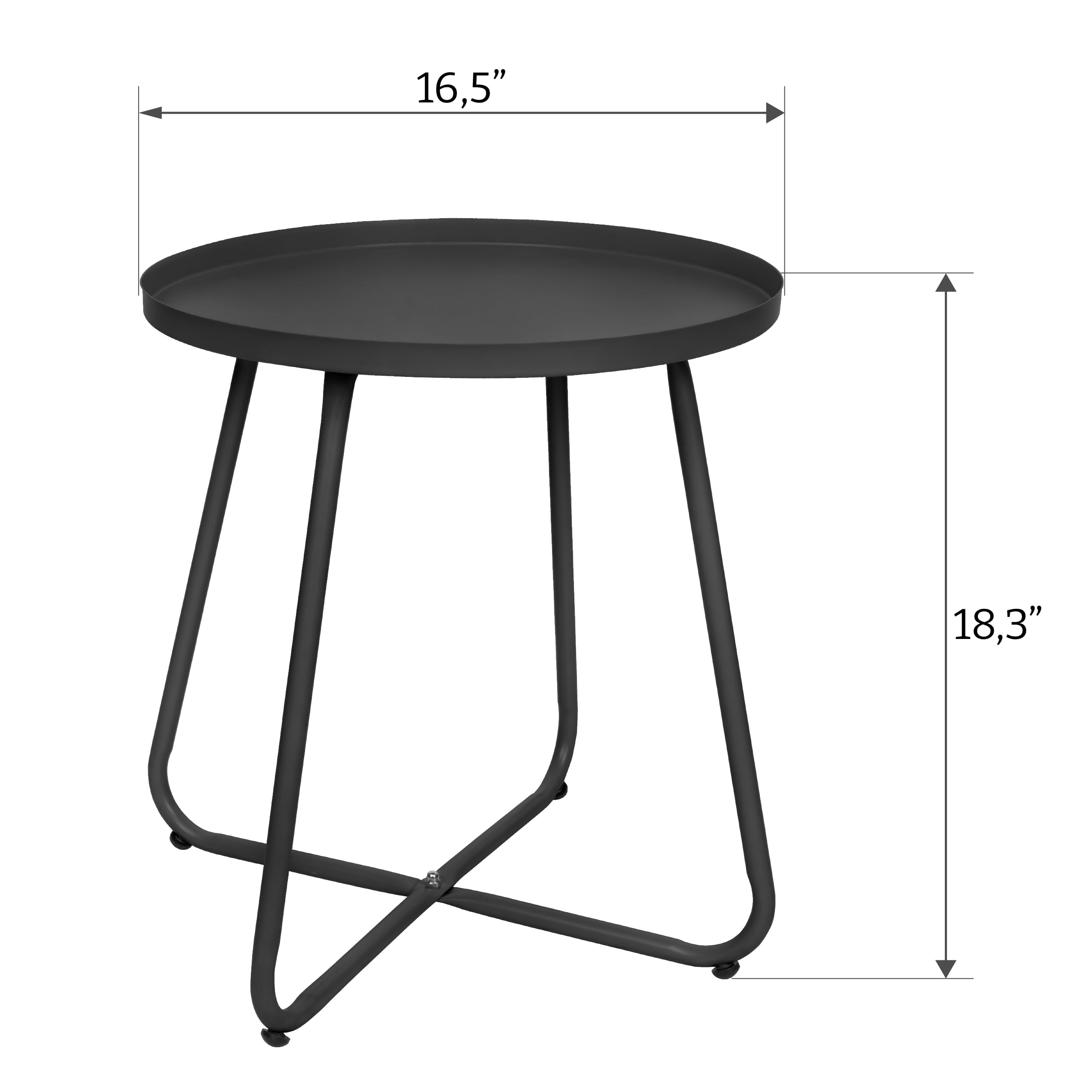 CODIN Set of 2 Weather-Resistant Metal Outdoor Side Tables - Small Round End Tables for Patio, Garden, Porch, Balcony, Yard & Lawn (Black) - Perfect for Outdoor Relaxation & Entertaining