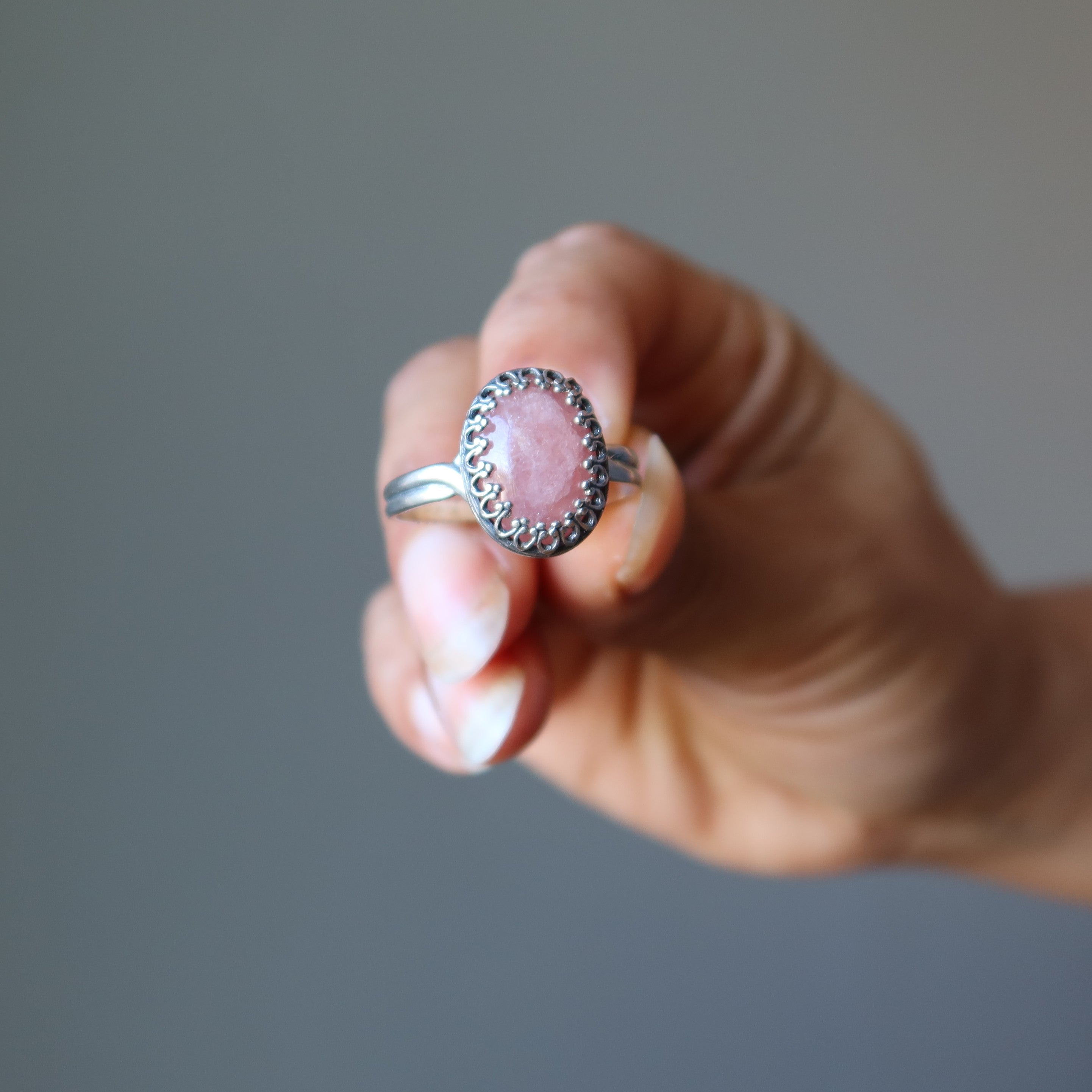 Rhodochrosite Ring - Venus Gem Sterling Silver Adjustable Size for Women | Elegant Healing Crystal Jewelry for Meditation, Gifts & Spiritual Energy