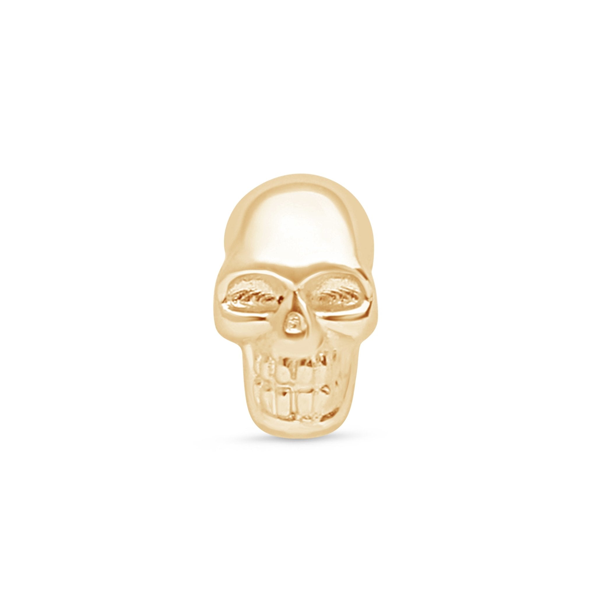 Minimalist Skull Flat Back Stud Earrings - 14k Solid Yellow Gold Hypoallergenic Jewelry for Women - Perfect for Everyday Wear, Gifts & Punk Style