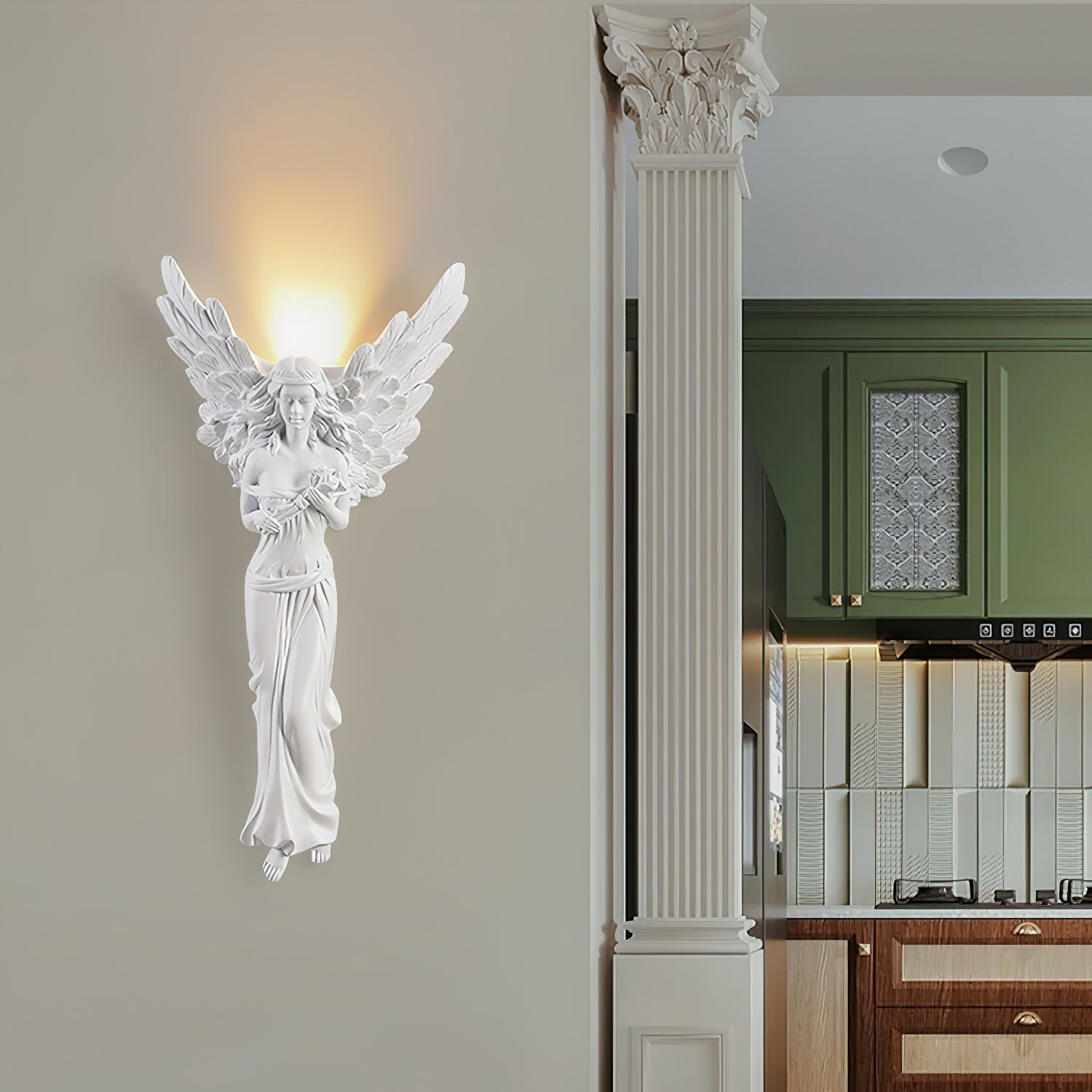 Angel Resin Wall Lamp - Elegant Decorative Lighting for Bedroom, Living Room & Hallway - Perfect for Home Decor & Ambient Lighting