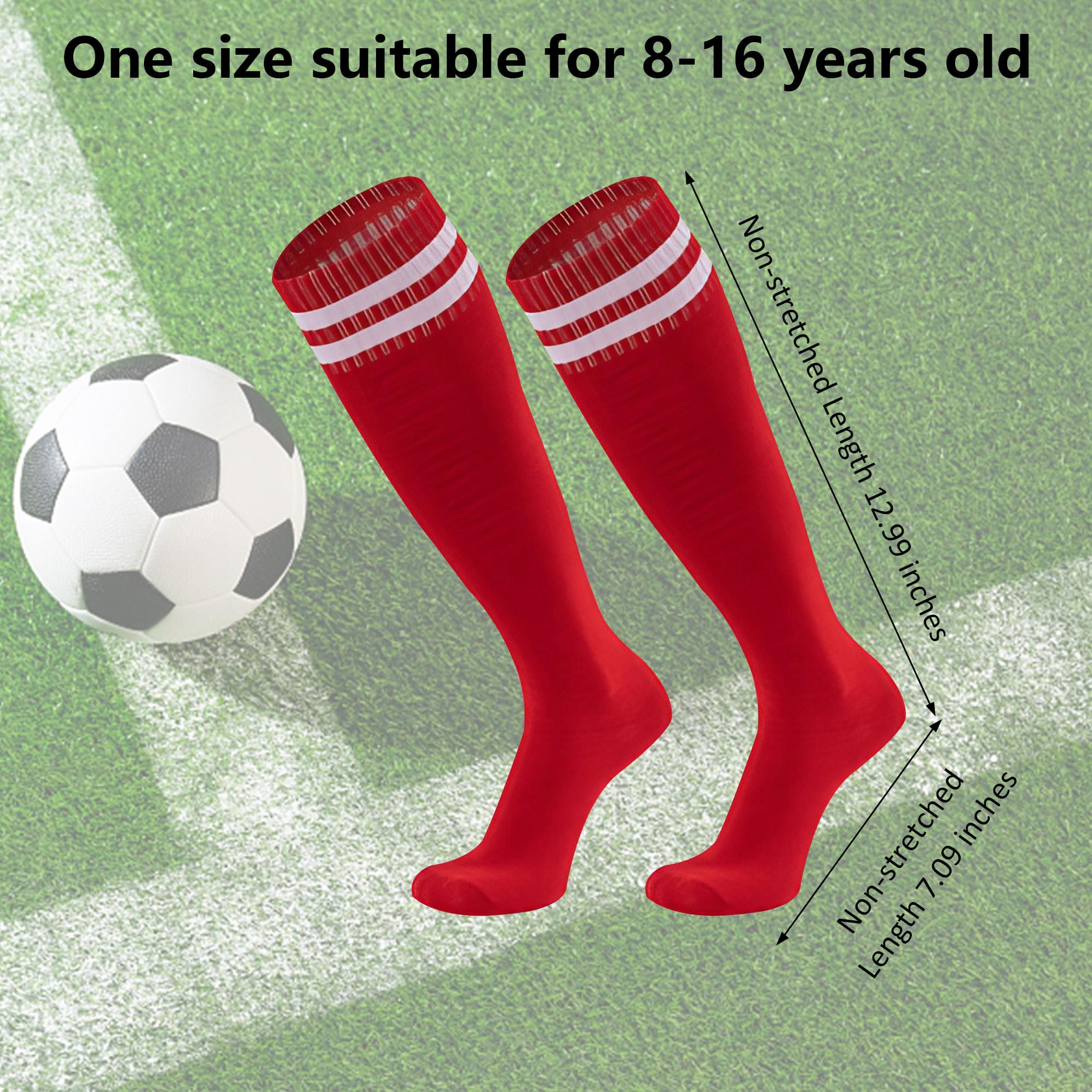 **Youth Soccer Socks - Long Knee High Cushioned Team Socks for Kids | Football, Softball & Baseball | Perfect for Training, Games & Sports Activities**