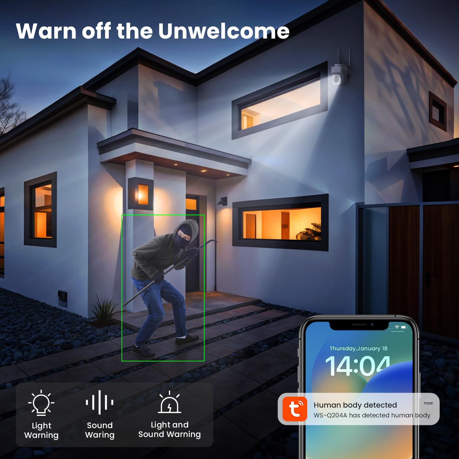 Veezoom 4MP/2K Outdoor Security Camera with 360° View, 2.4G/5GHz WiFi, Wired Plug-in Power, Motion Tracking, Two-Way Talk & Spotlight Color Night Vision - 24/7 Home Security Surveillance for Front Door, Backyard & Garage